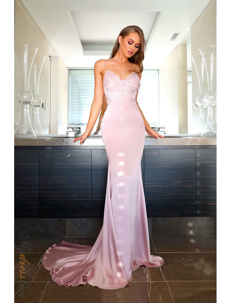 open lace back dress Elegant A-line Lavender Long Prom Dresses Beautiful Evening Gowns Formal  Dresses TKS008 main image 1