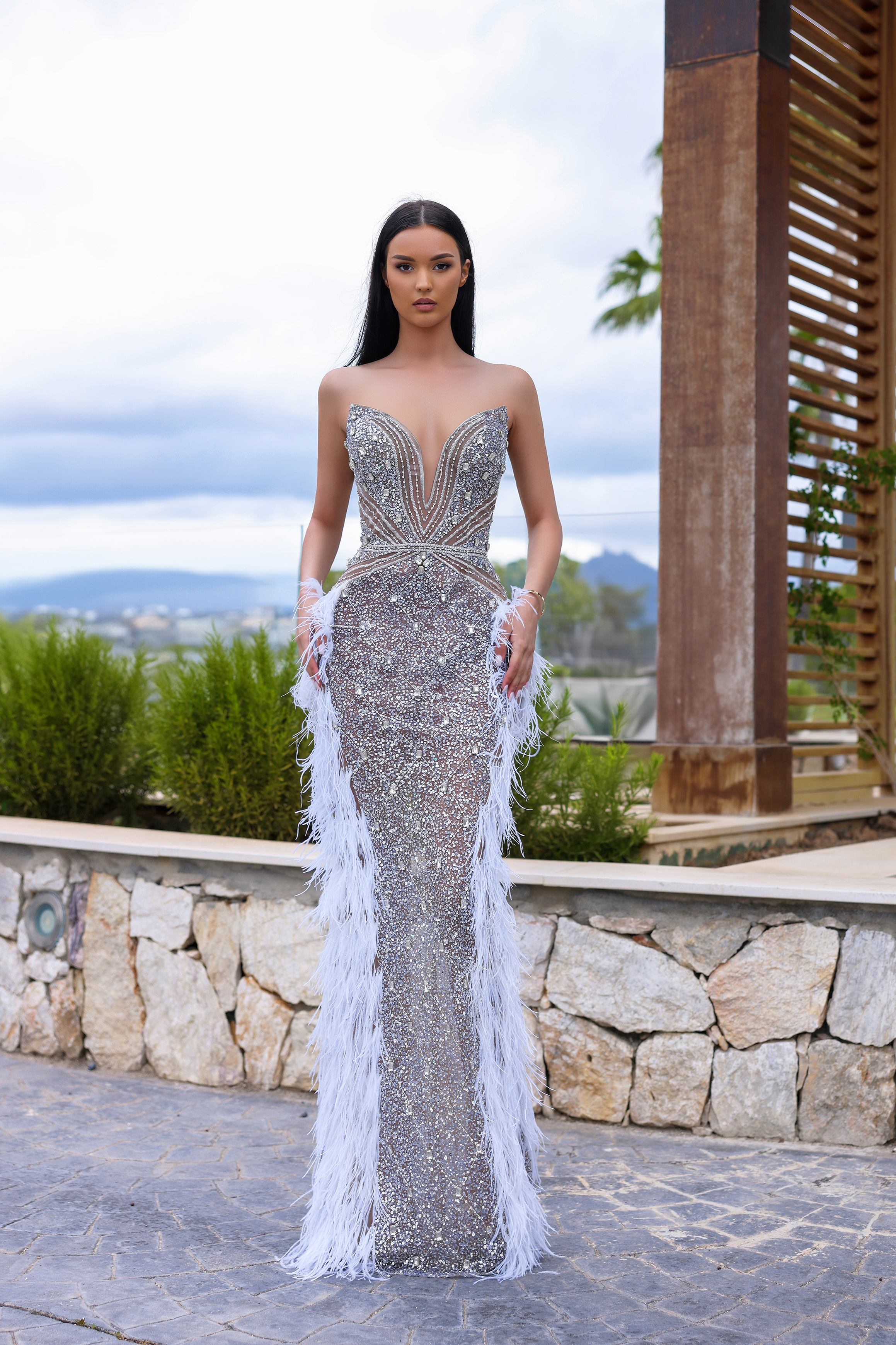 Chic and Holland HF110393: Luxe Beaded Column Dress – Mydressline