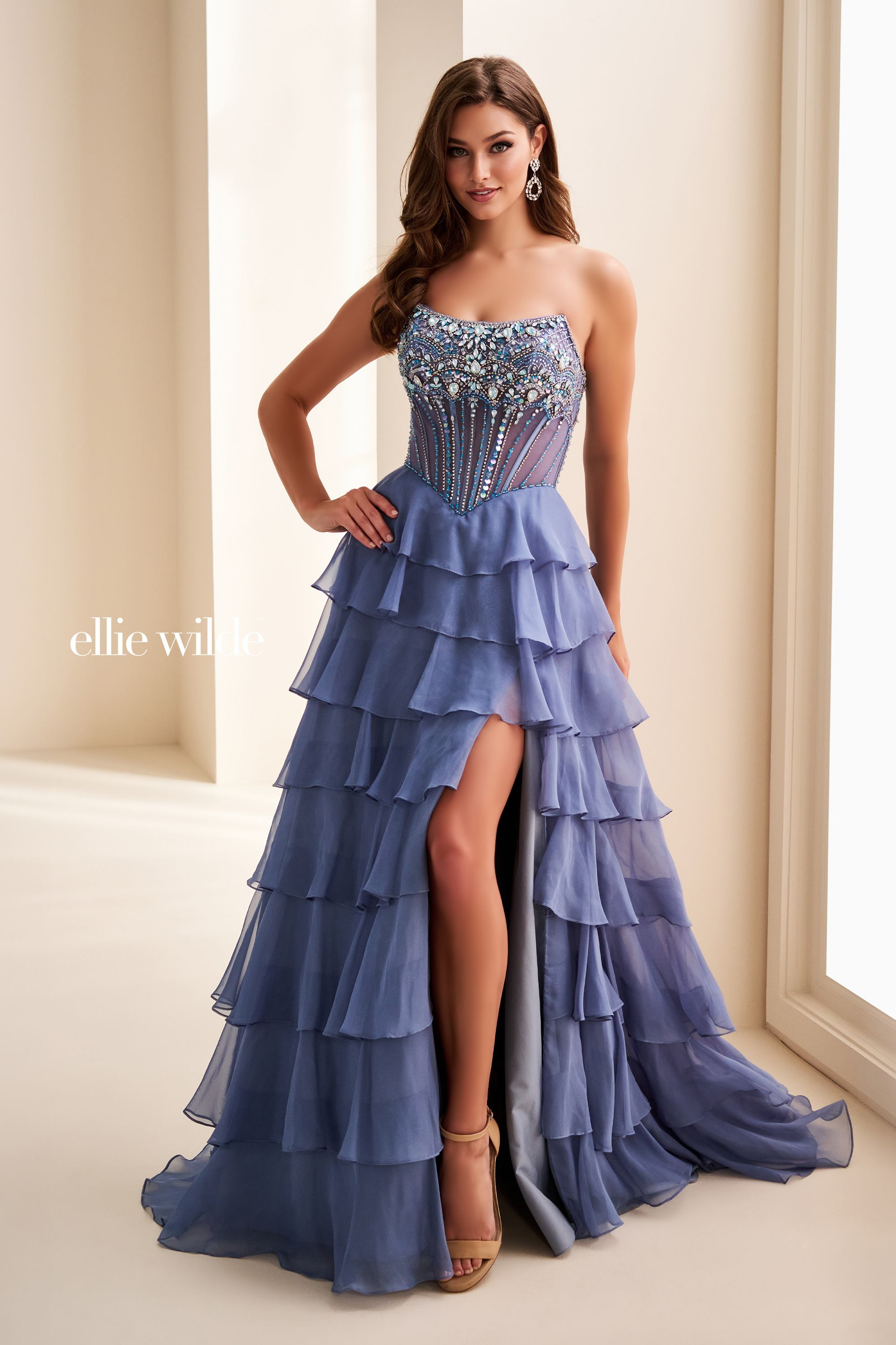 Ellie Wilde EW37057 Elegant Strapless Gown – Mydressline