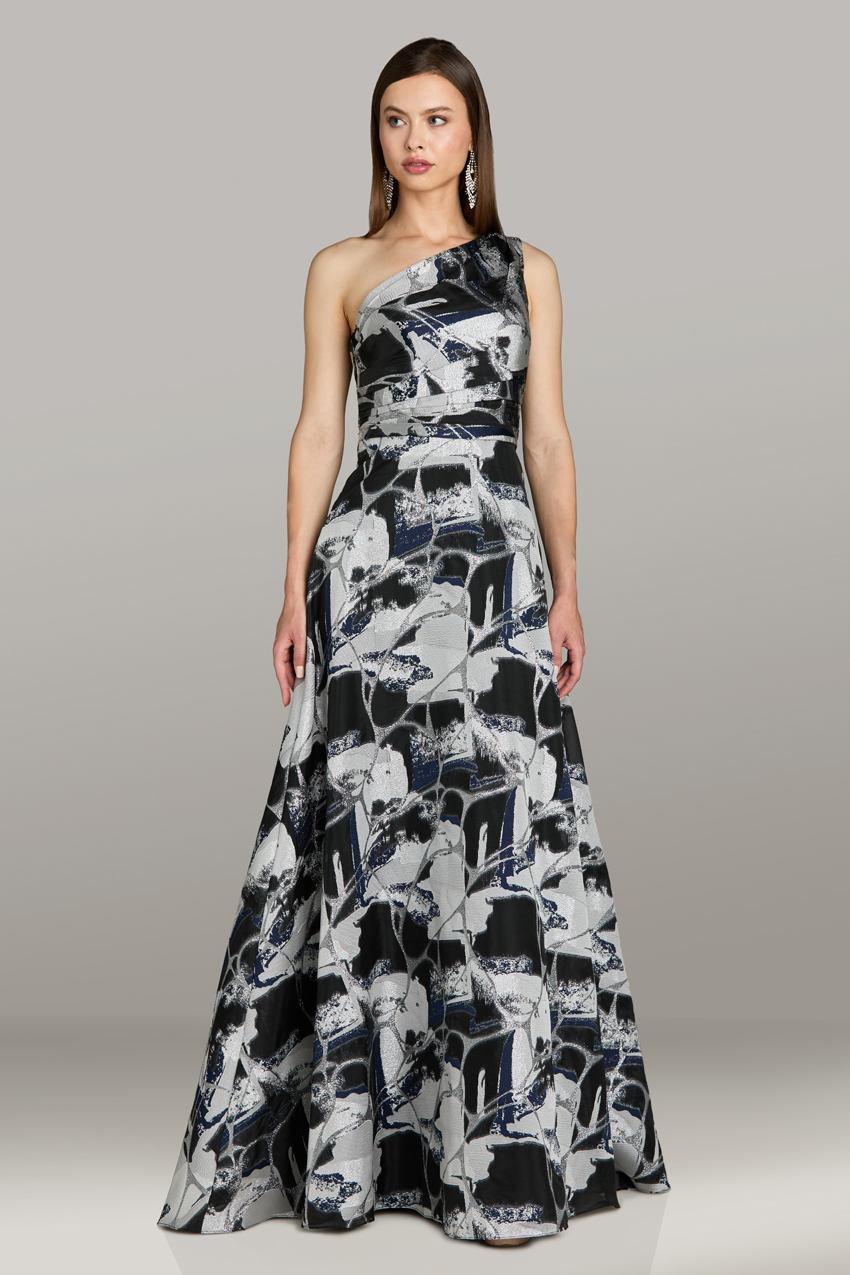 feriani evening dresses Feriani Couture 18266 - Bow Accented Cap Sleeve Evening Gown 20 / Silver