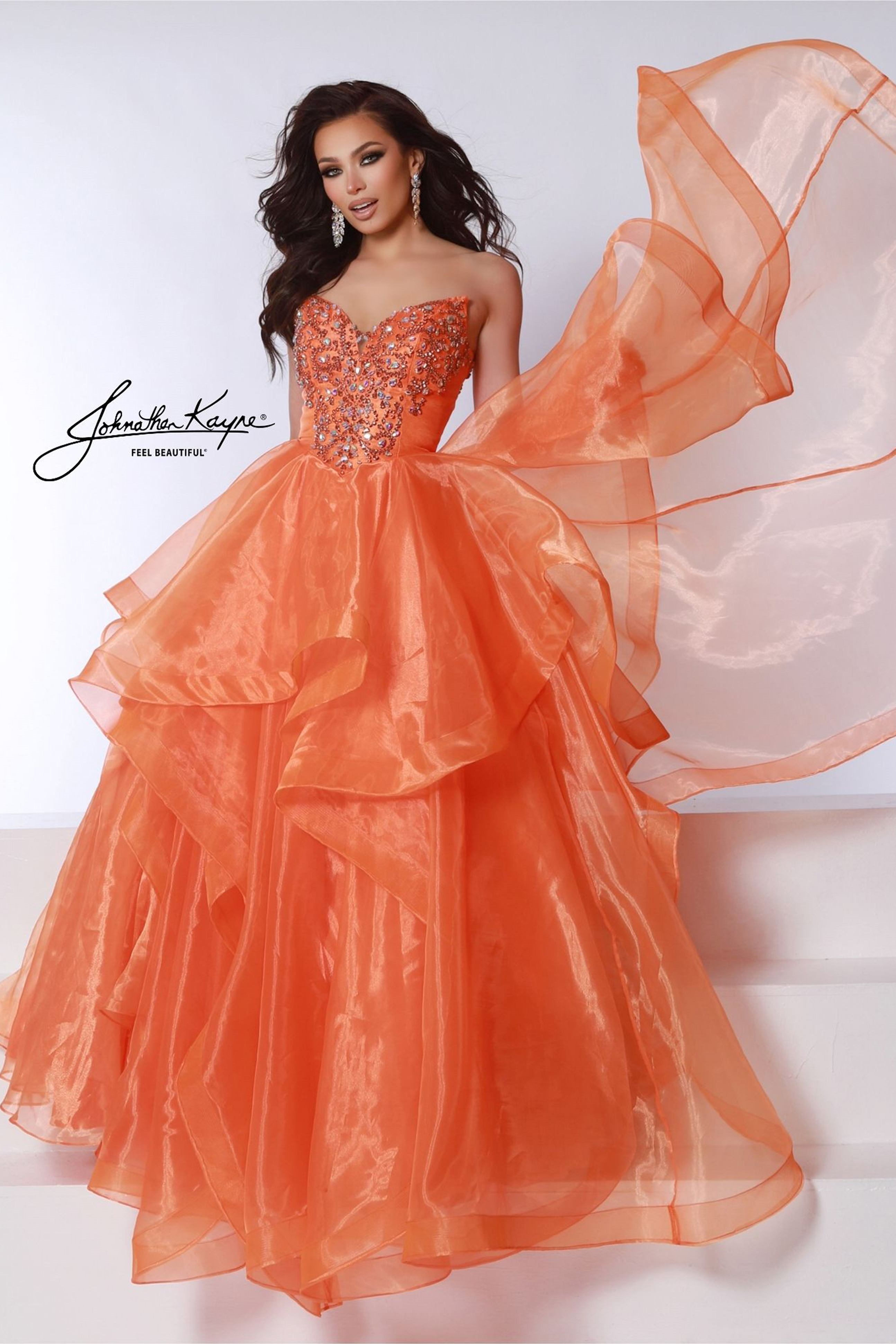 johnathan kayne orange dress Single Long Sleeved Johnathan Kayne Prom Dress 2610
