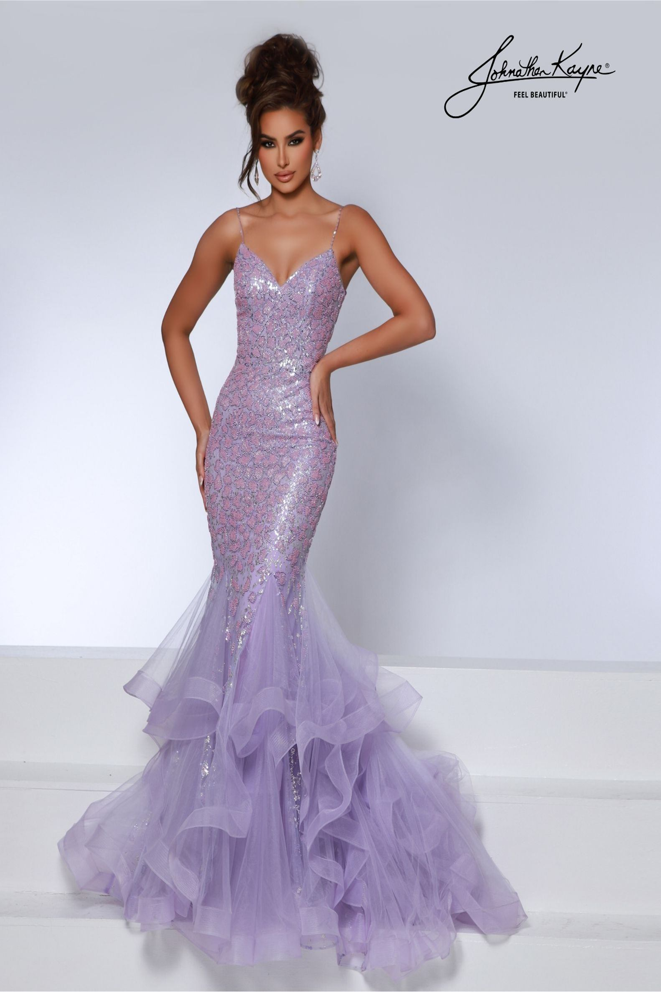 Johnathan Kayne DKS1 Beaded Glitter Mesh Dress – Mydressline