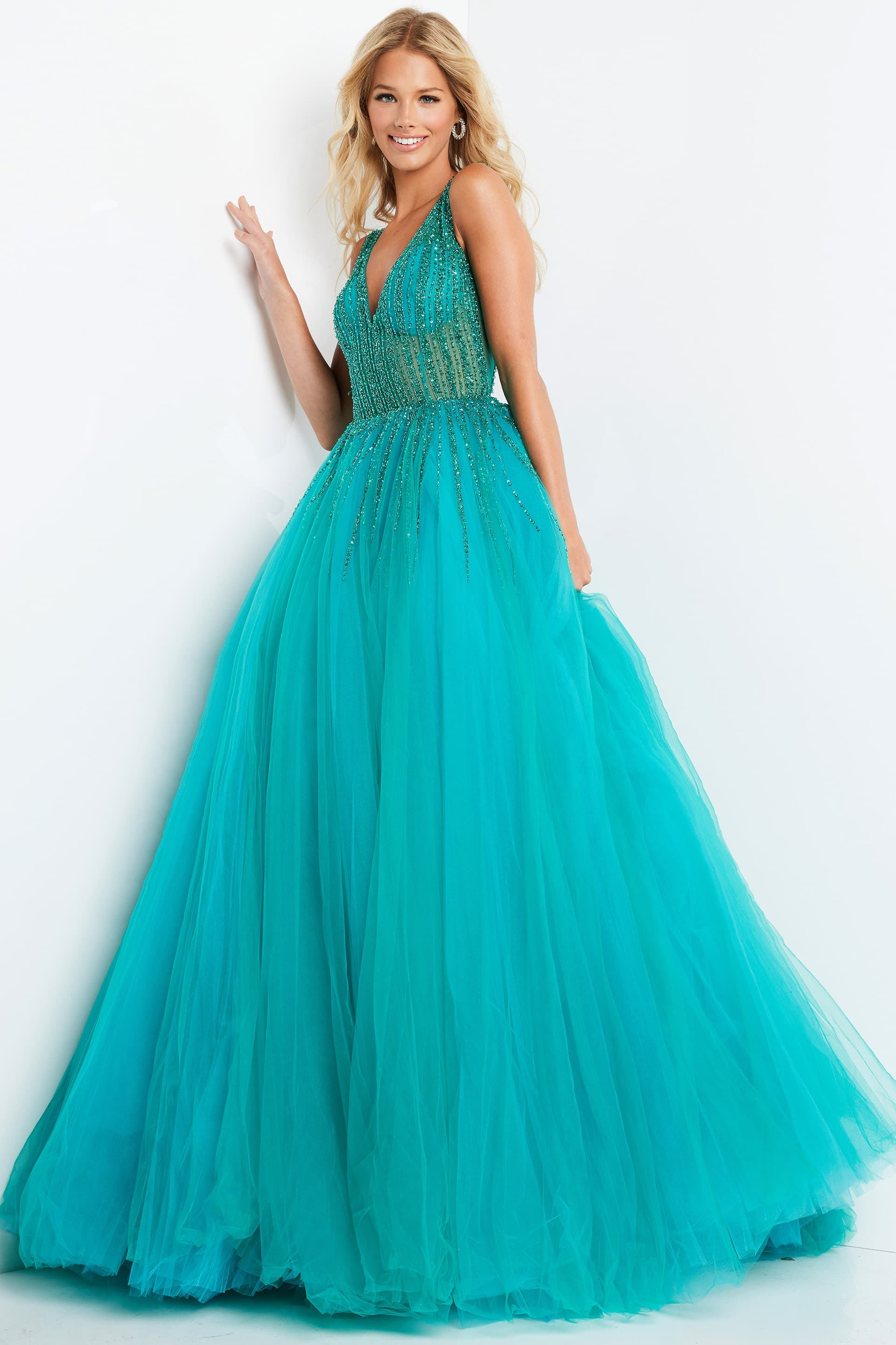 Jovani 08638 Beaded Tulle Ball Gown for Prom – Mydressline