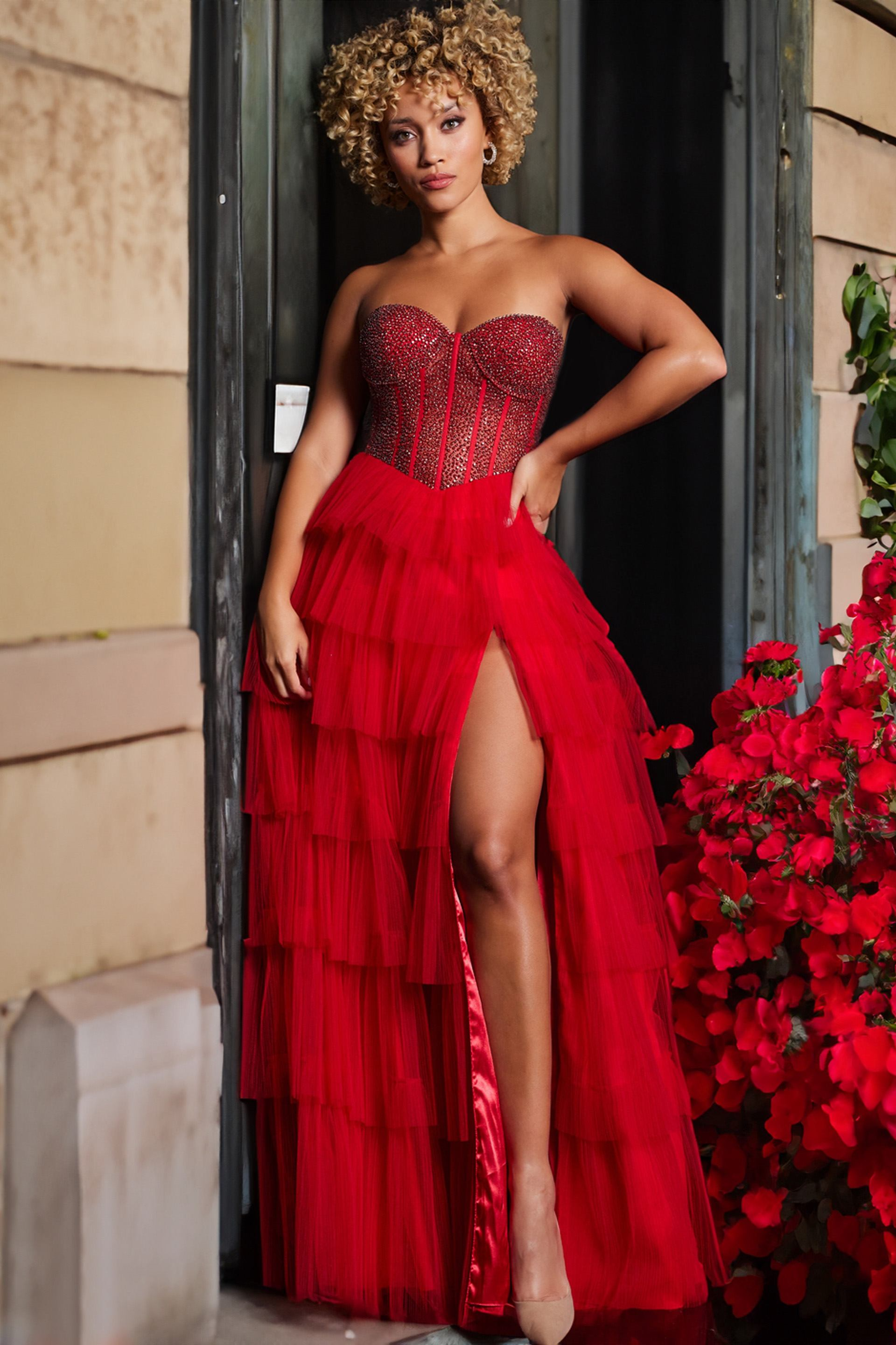 jovani red dress Embroidered Long Prom with Sequins / 10 Off Shoulder Colors Red Jovani 06426 Blue Floral Appliques