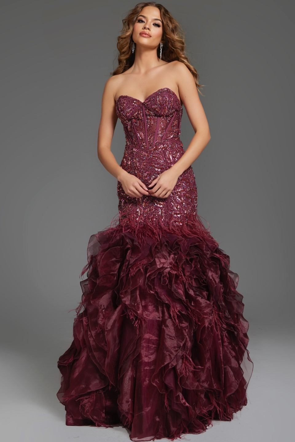 jovani burgundy mermaid dress Jovani Prom Dresses