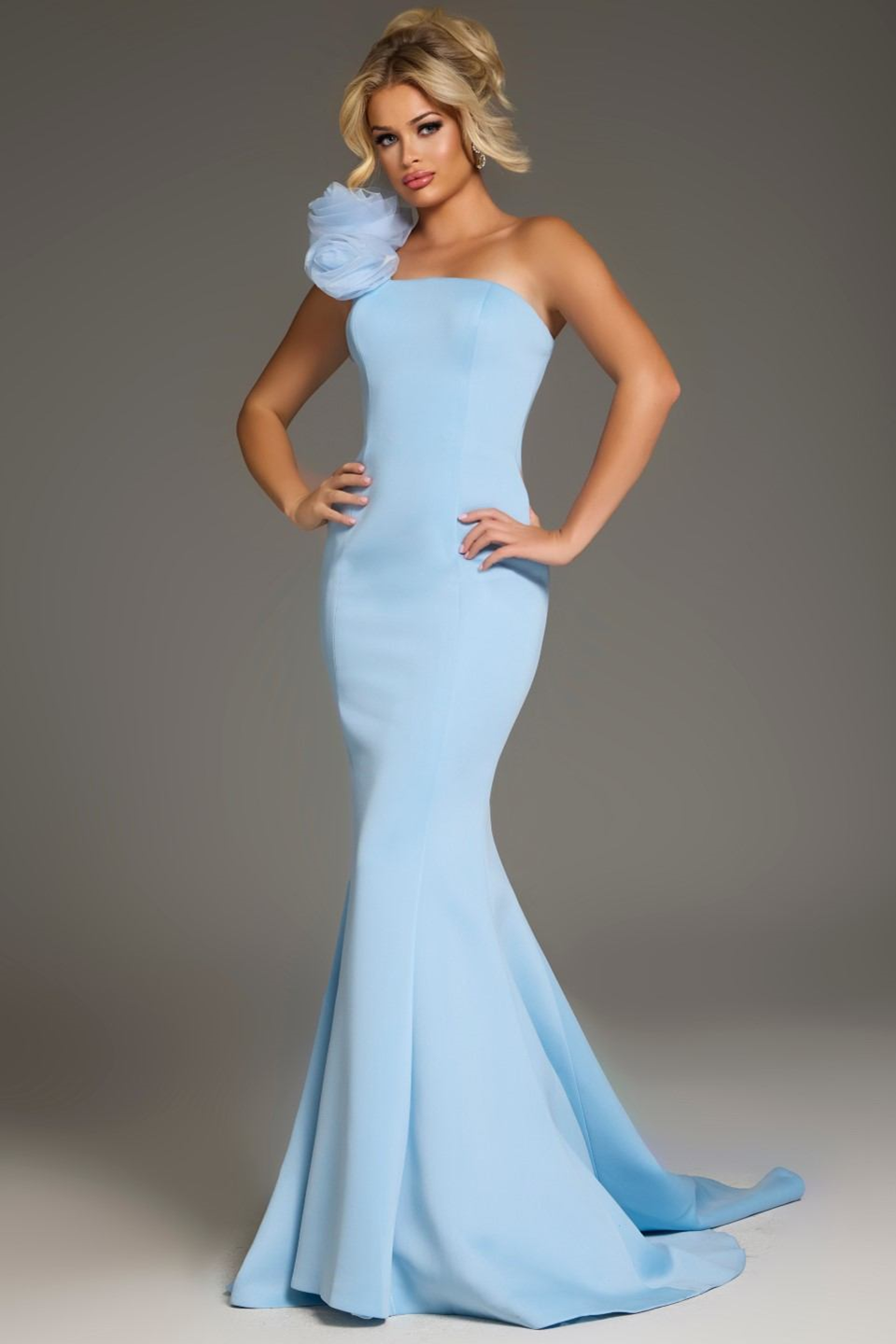 blue jovani mermaid dress Navy Cap Sleeve Mermaid Formal Dress 25850