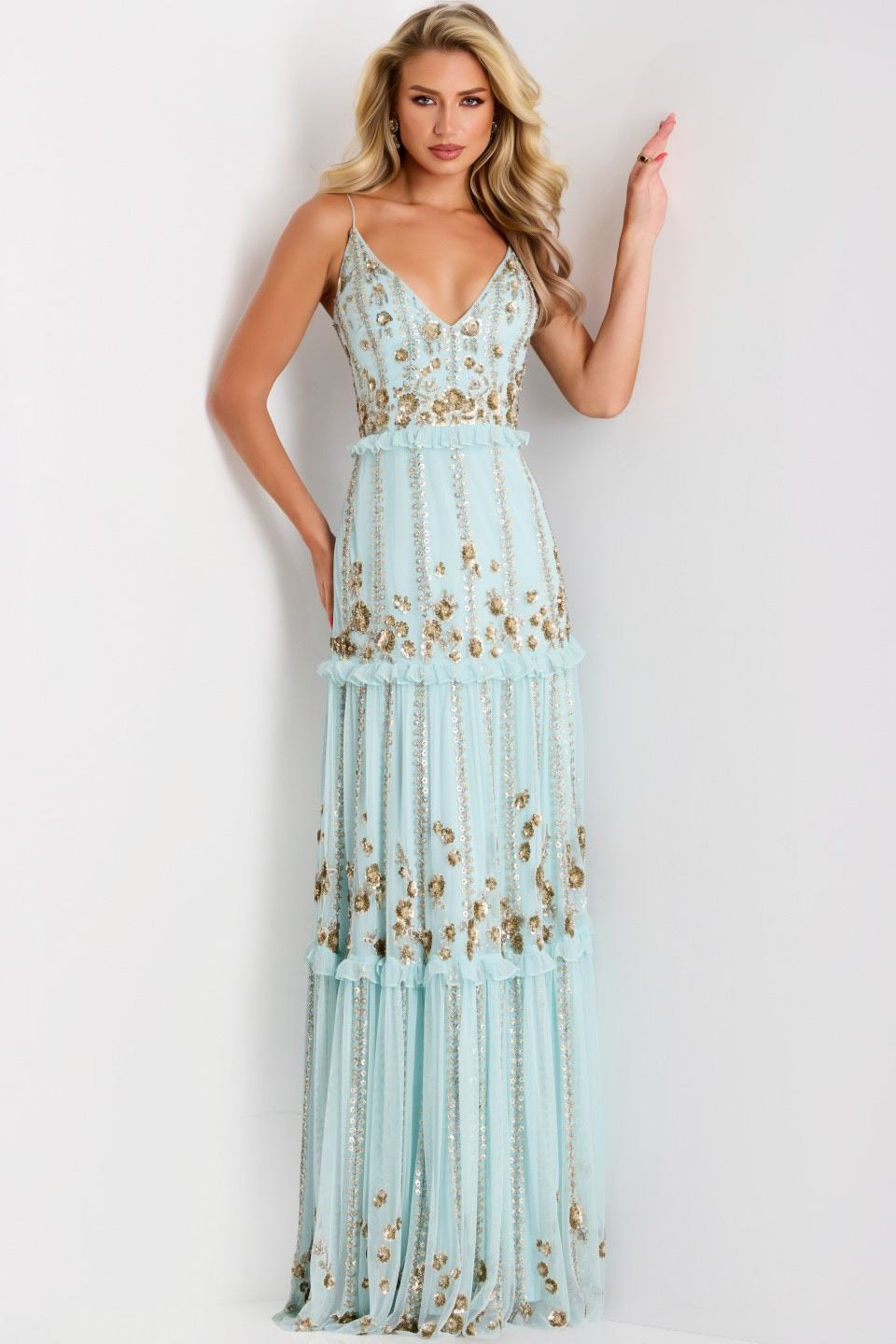 mint and gold bridesmaid dresses Jovani 44060 Elegant Beaded Evening Gown – Mydressline wait