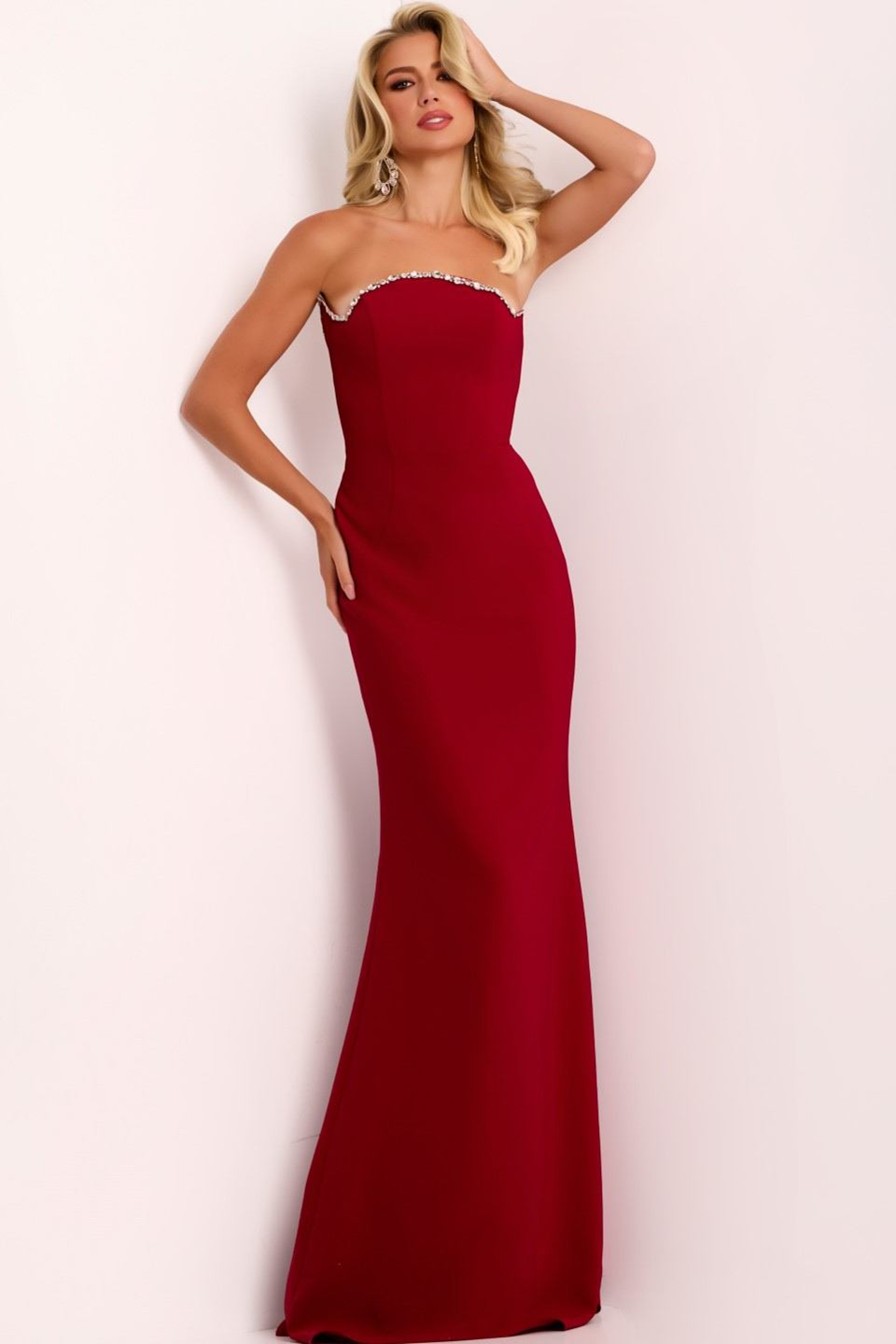 Jovani 44184 Satin Mermaid Gown with Beading  Mydressline