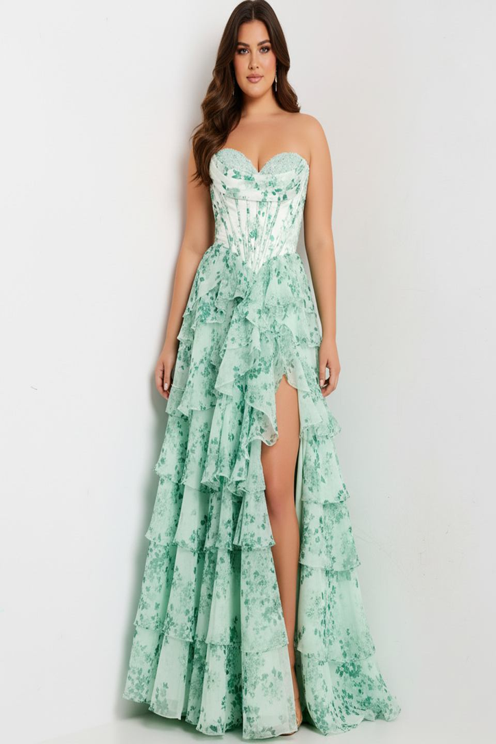 Jovani 48772 Floral Ruffled A-Line Prom Dress – Mydressline