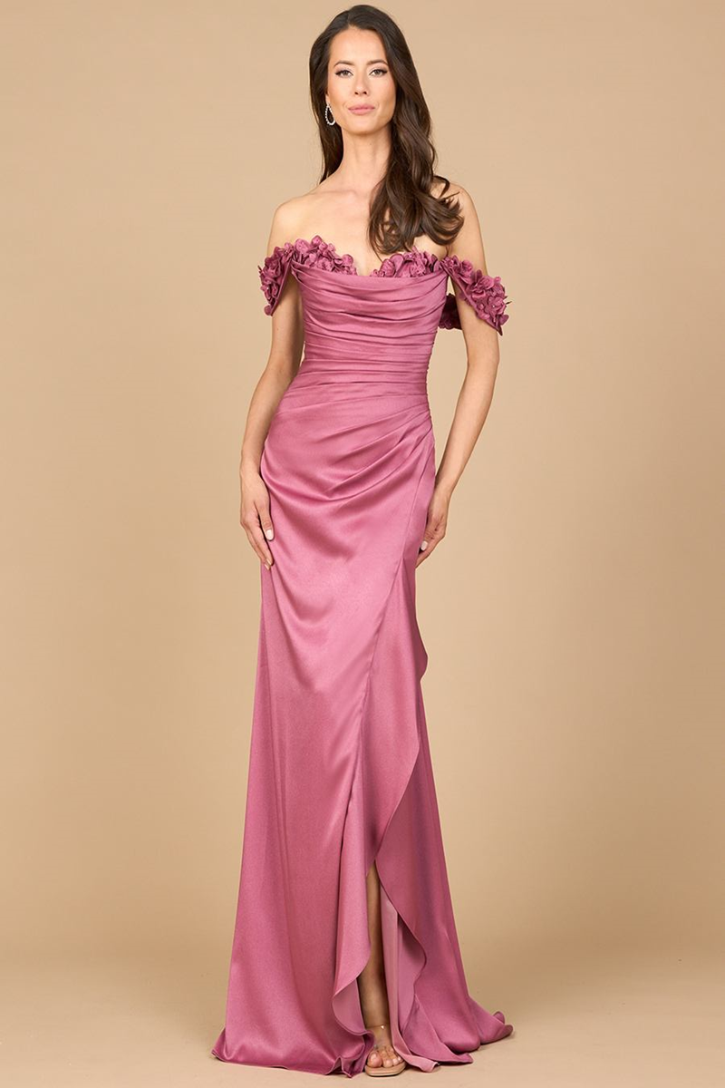 Lara 28916 Satin Off-Shoulder Evening Gown – Mydressline