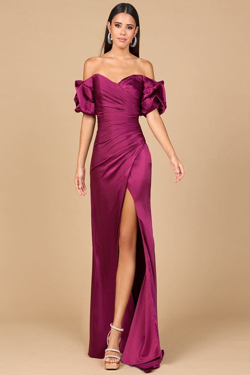 Lara 28957 Off-Shoulder Satin Evening Gown – Mydressline