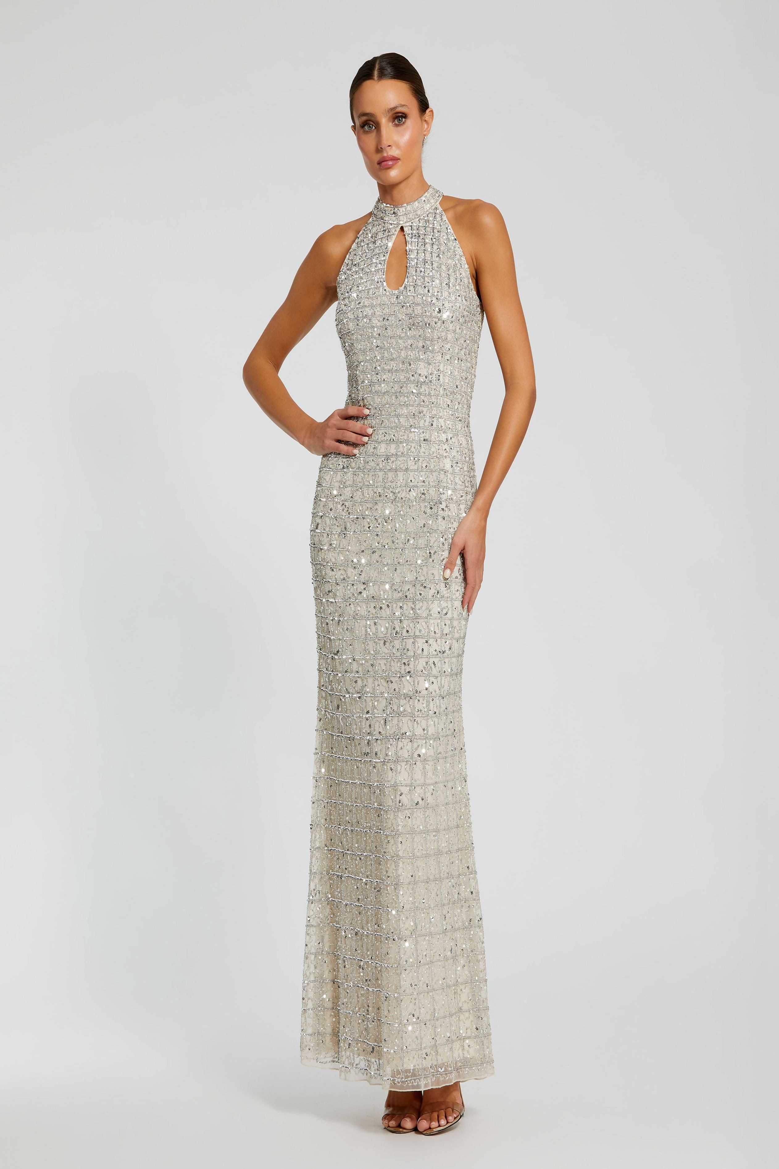 Mac Duggal 23018 Column Gown with Beaded Elegance Mydressline Mac Duggal 23018 Column Gown with Beaded Elegance Mydressline