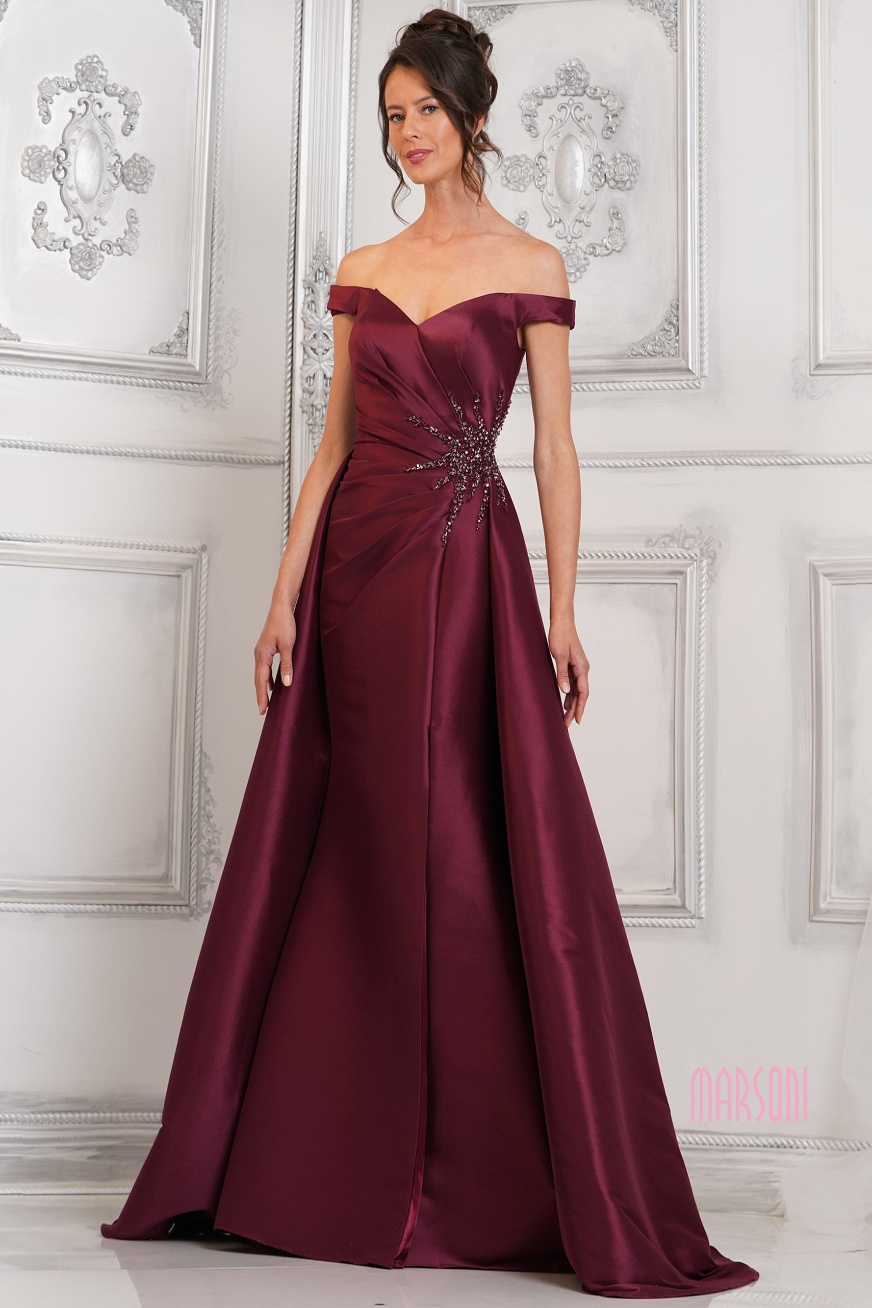 Marsoni MV1310 Taffeta Off-Shoulder Evening Dress – Mydressline