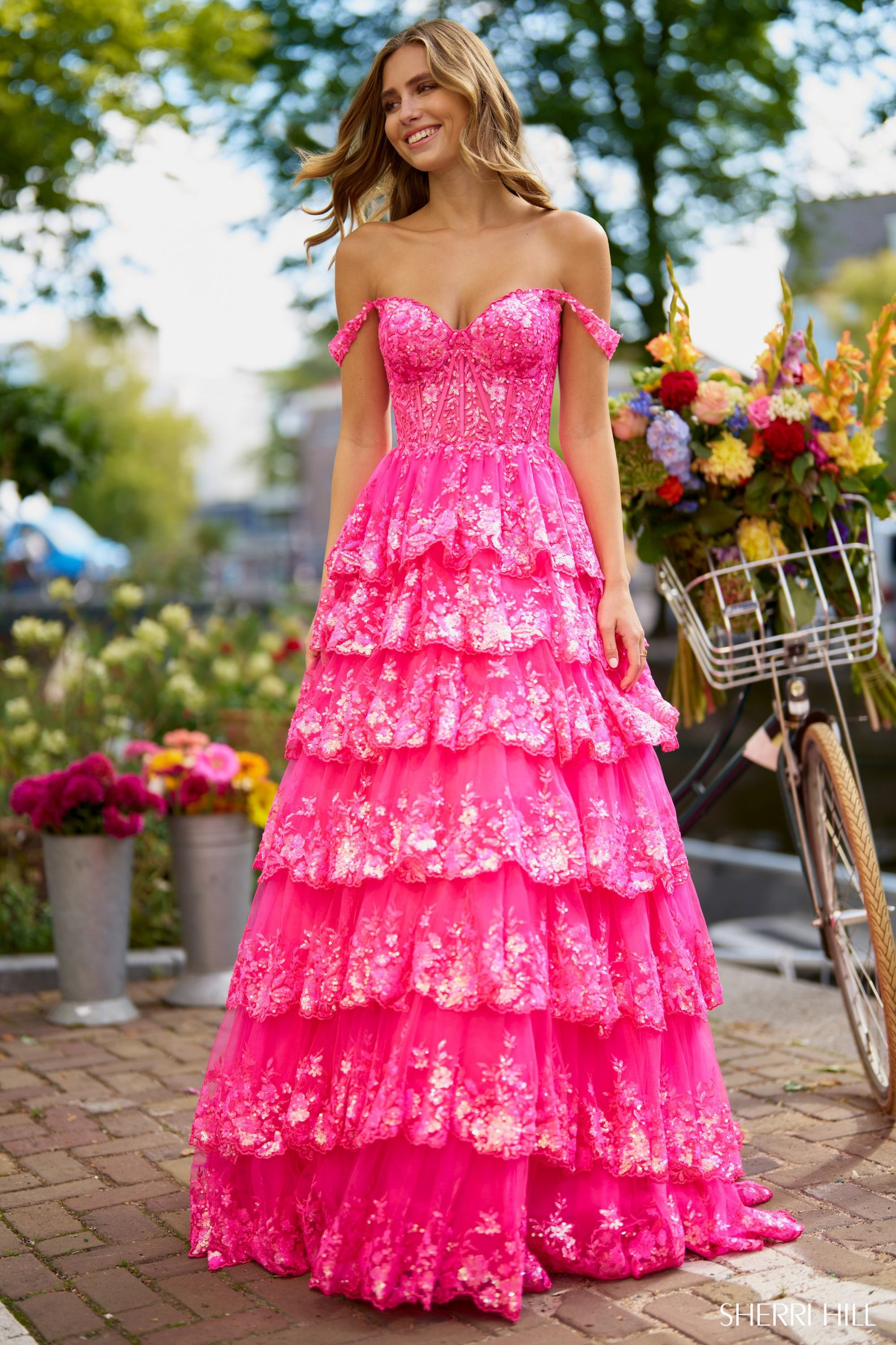 sherri hill off the shoulder dress Sherri Hill 56196