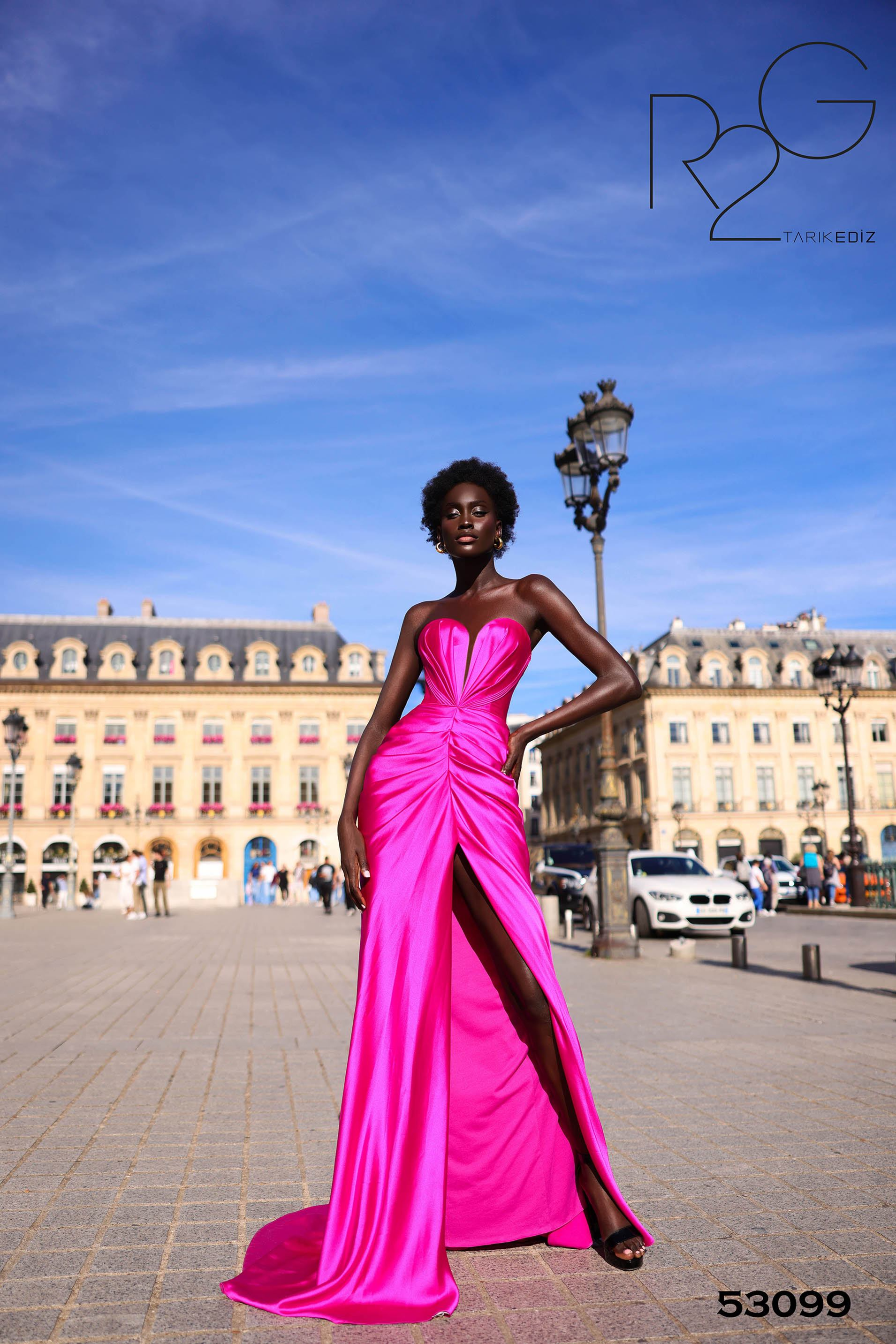 tarik ediz v-neck satin dress 50444 Tarik Ediz 50444 Dress