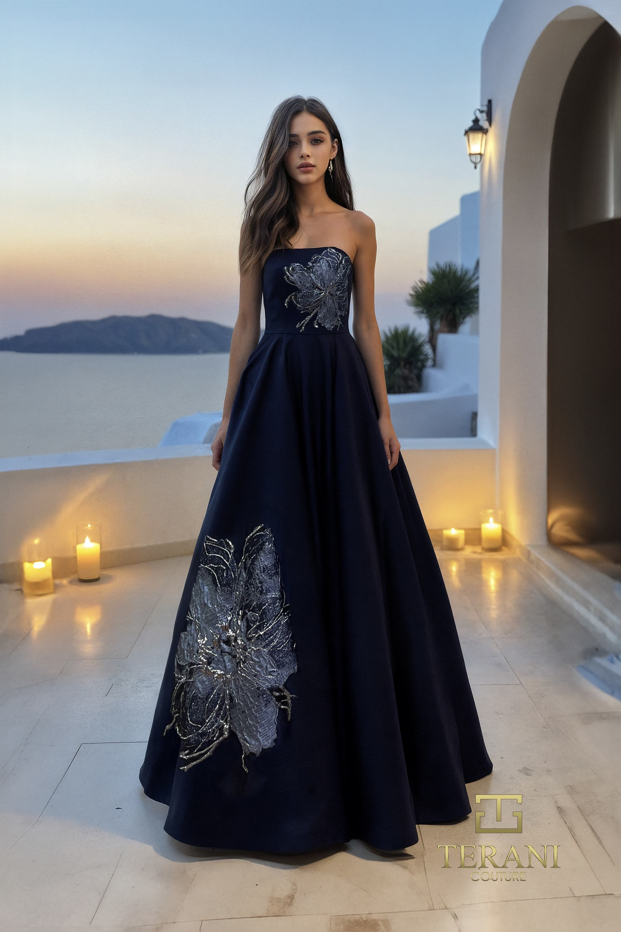 Navy Satin Ballgown 261E6544 by Terani Couture – Mydressline