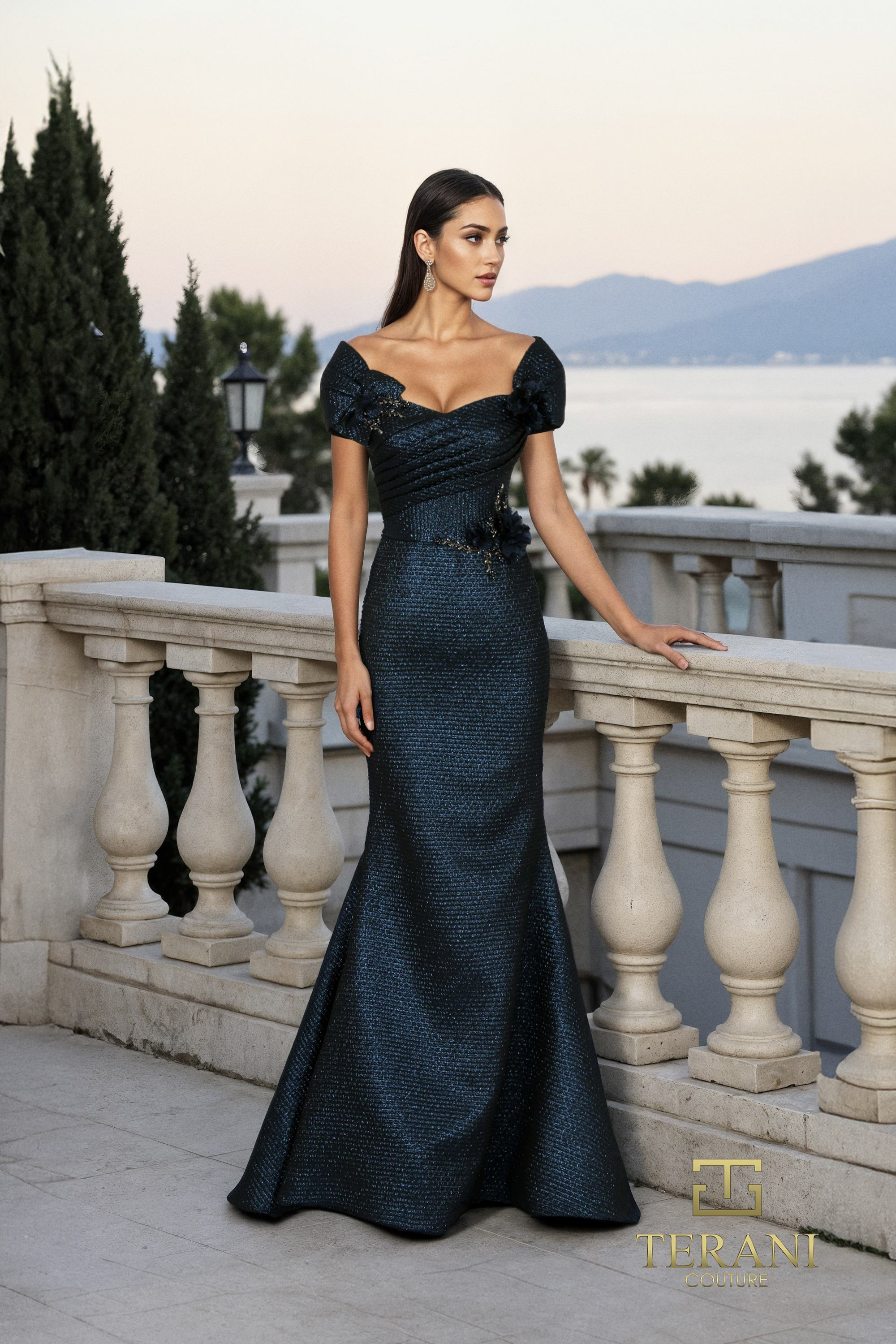 261M6449 Metallic Jacquard Mermaid Gown for Moms – Mydressline