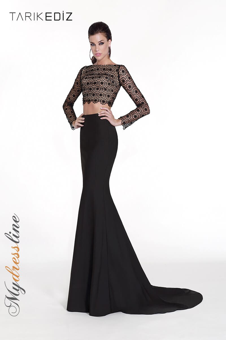 Tarik Ediz 92535 Mermaid Gown with Lace & Bow Detail Mydressline Tarik Ediz 92535 Mermaid Gown with Lace & Bow Detail Mydressline
