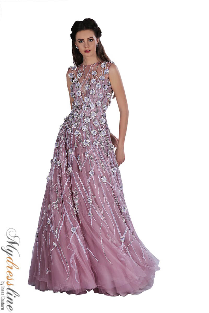 knee length dresses for ladies Colette CL12279 Elegant Floral Embellished Gown – Mydressline main image 1
