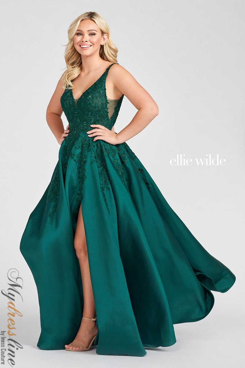 Ellie Wilde EW122074 A-Line Prom Dress with Floral Embroidery – Mydressline