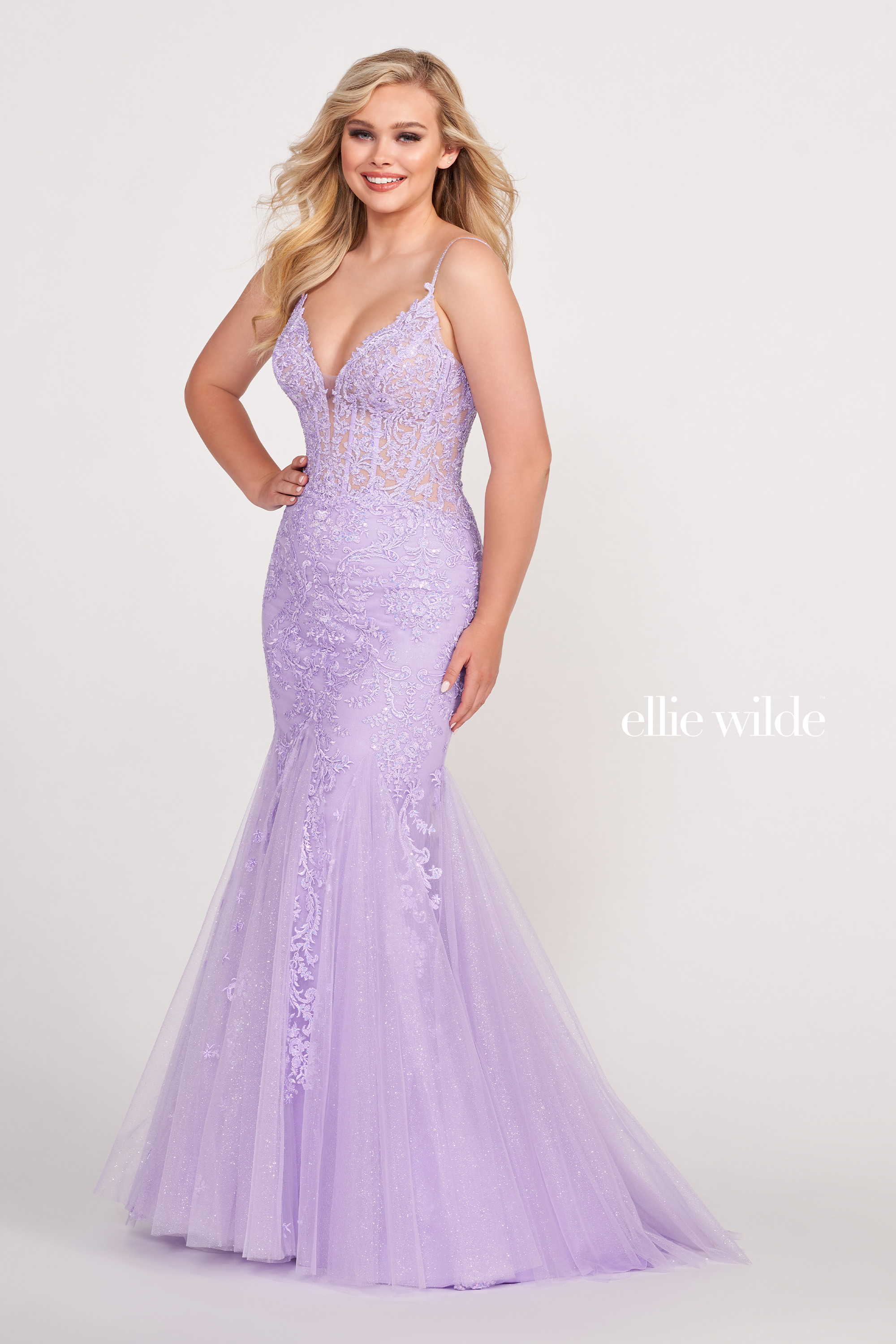 Ellie Wilde EW34033 Embroidered Tulle Mermaid Dress Mydressline Ellie Wilde EW34033 Embroidered Tulle Mermaid Dress Mydressline