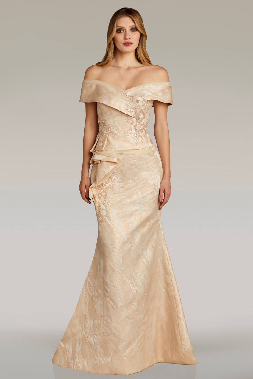 Gia Franco 12267 Off-Shoulder Jacquard Evening Dress – Mydressline