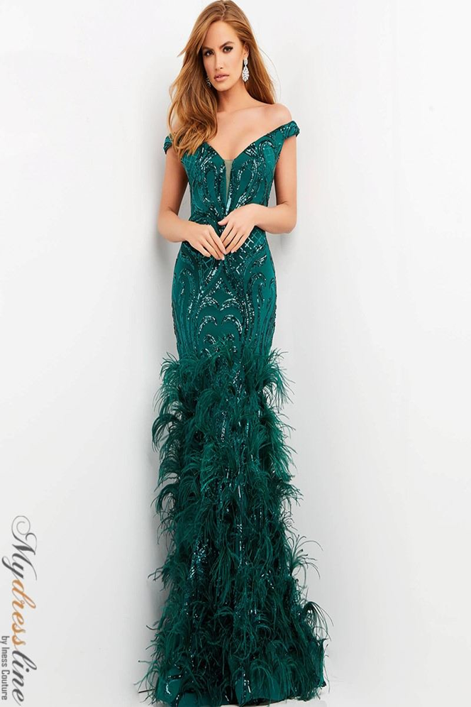 jovani feather mermaid dress Jovani 05660 Off-Shoulder Sequin Mermaid Gown – Mydressline