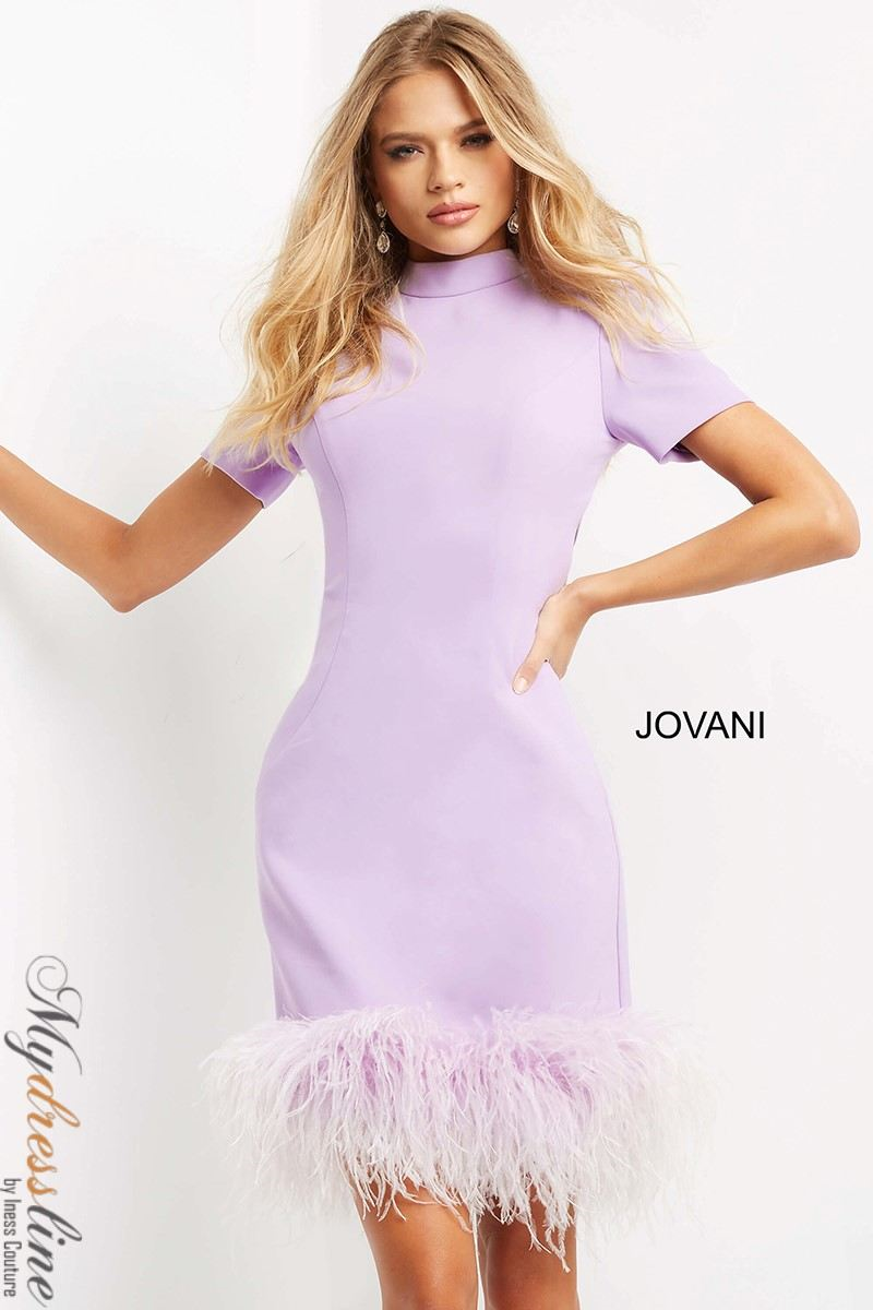 jovani purple feather dress Strapless Satin Gown With Feather Trimmed Slit D5314