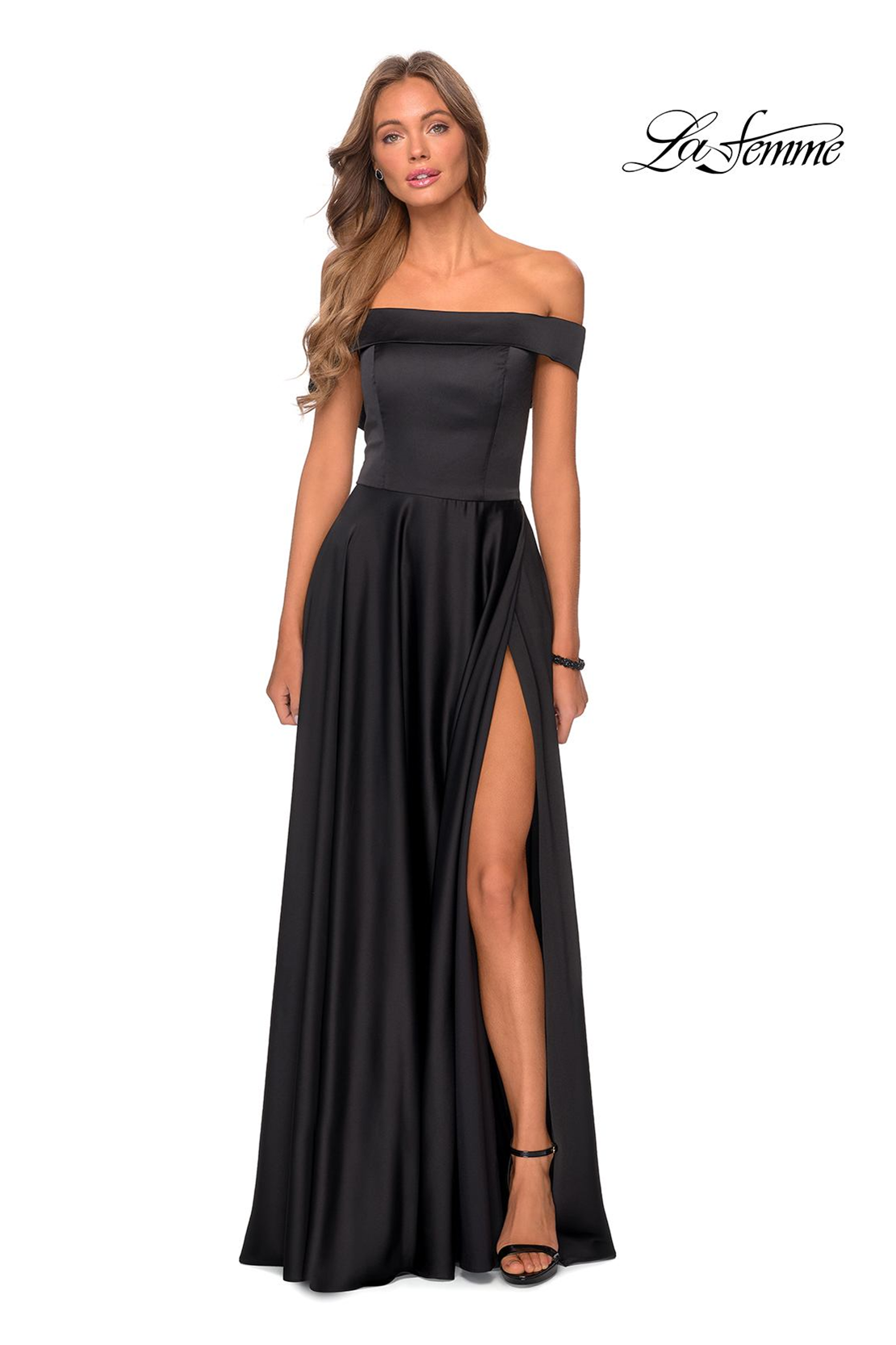 La Femme 28978 Satin Off Shoulder A-Line Prom Dress – Mydressline