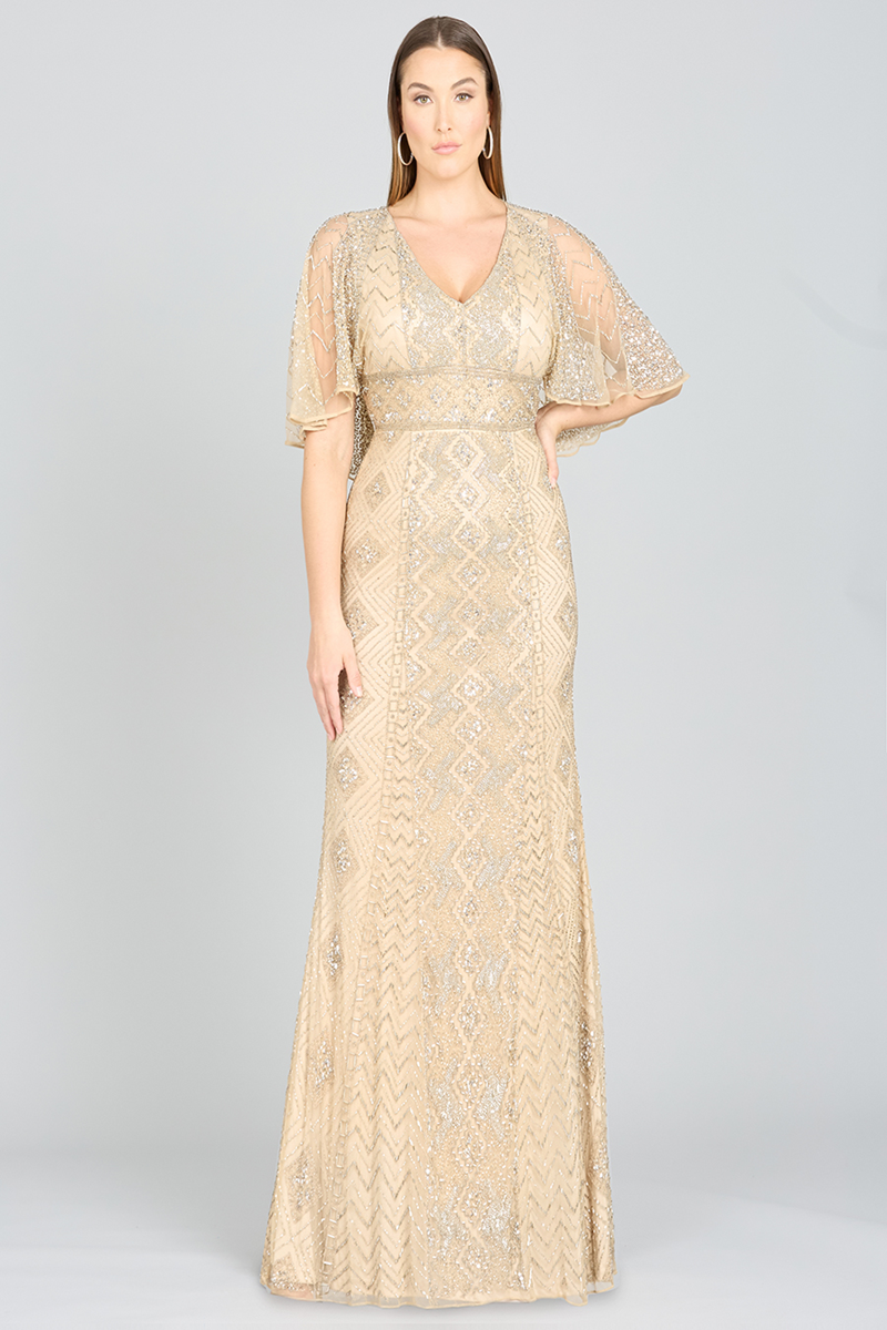 Lara 29397 Beaded Plus Size Evening Dress with Cape Sleeves – Mydressline