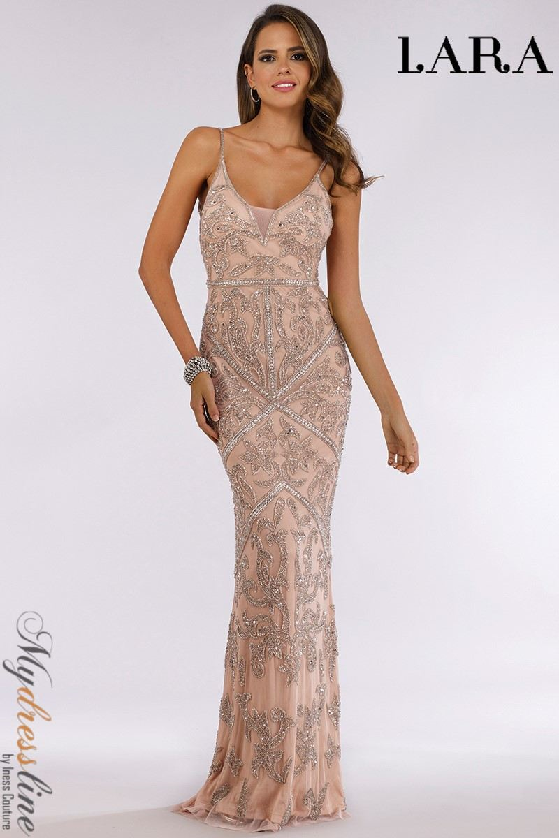 Lara 29744 Plus Size V-Neck Beaded Evening Gown – Mydressline