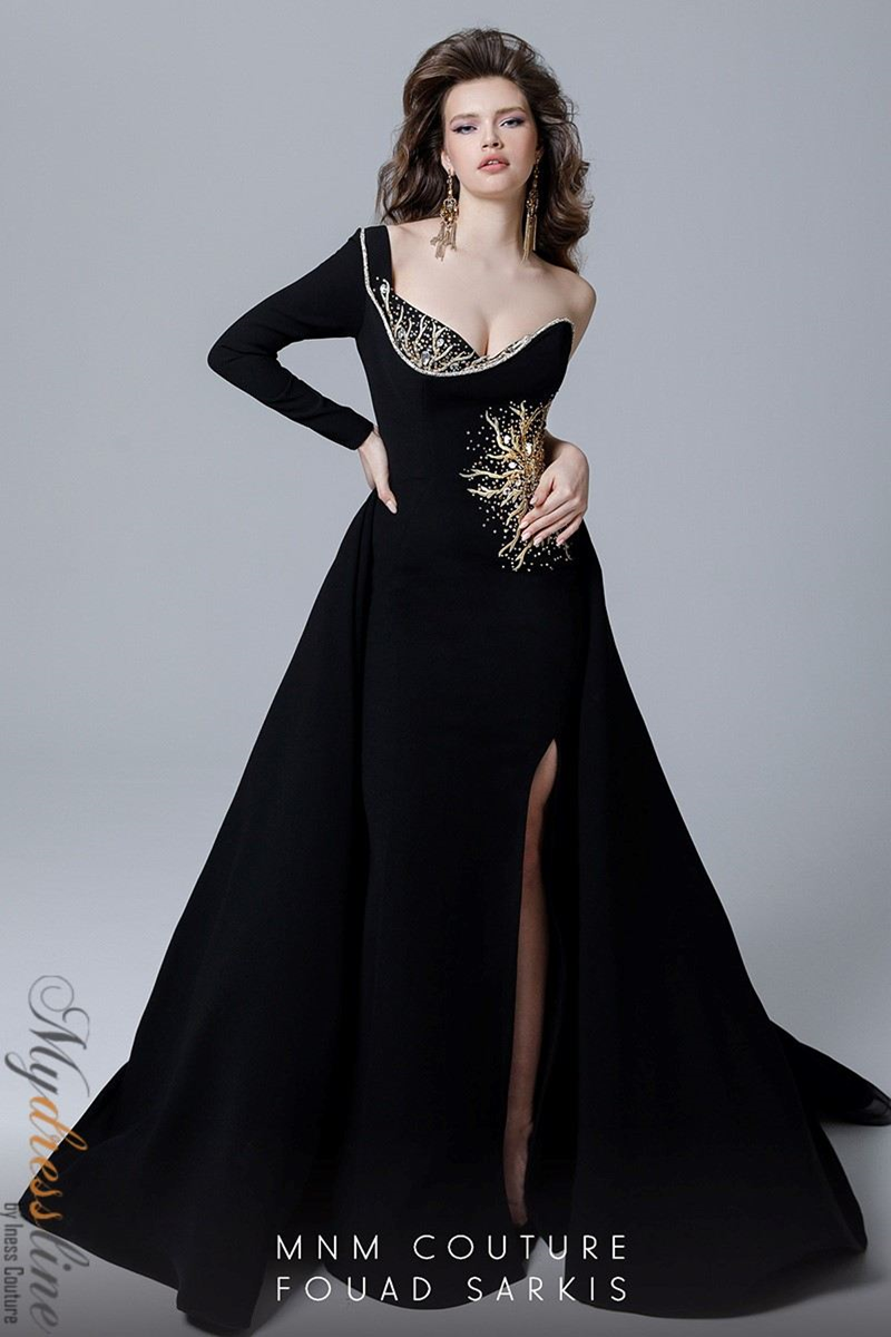 chinese dress ladies MNM Couture 2719 Evening Dress with Beaded Neckline – Mydressline