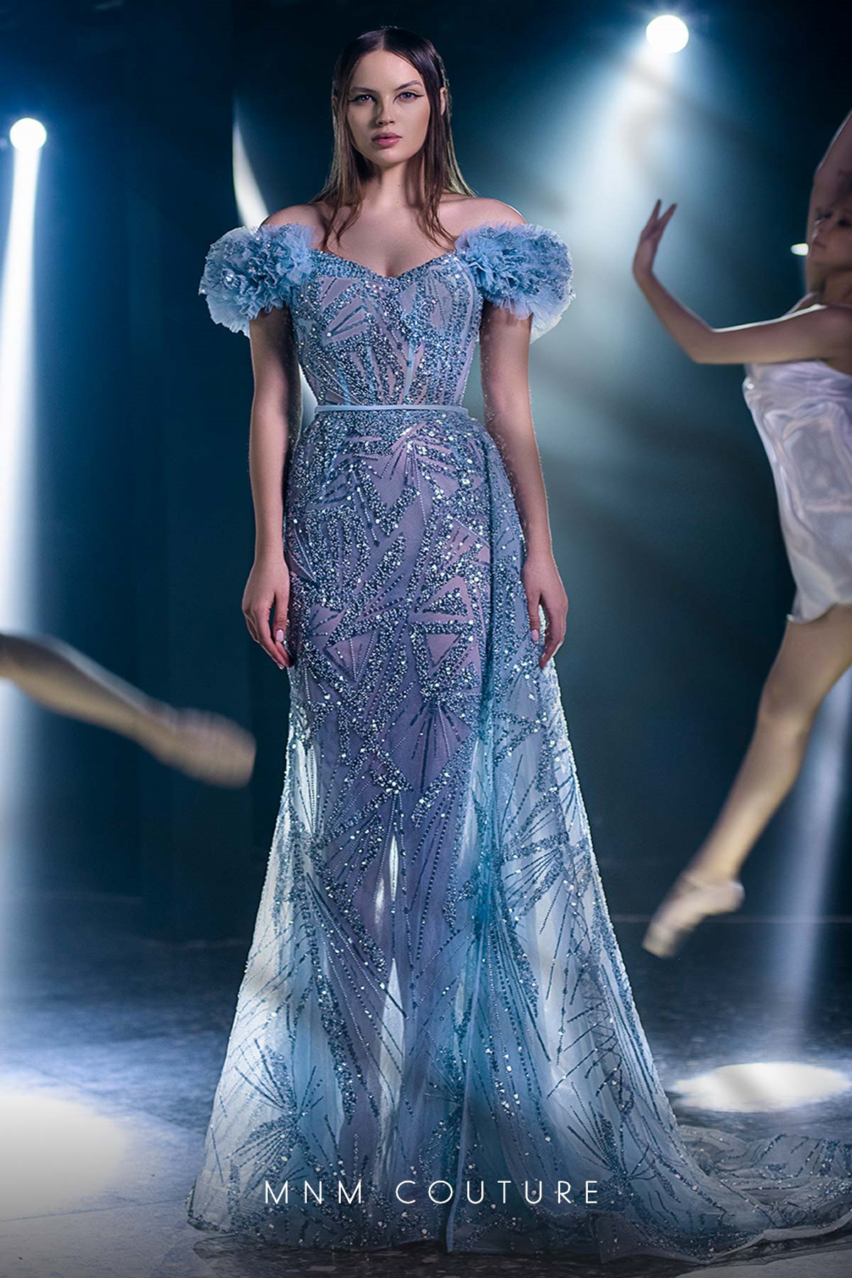 MNM Couture - 7449 Embellished Halter Mermaid Dress main image 1