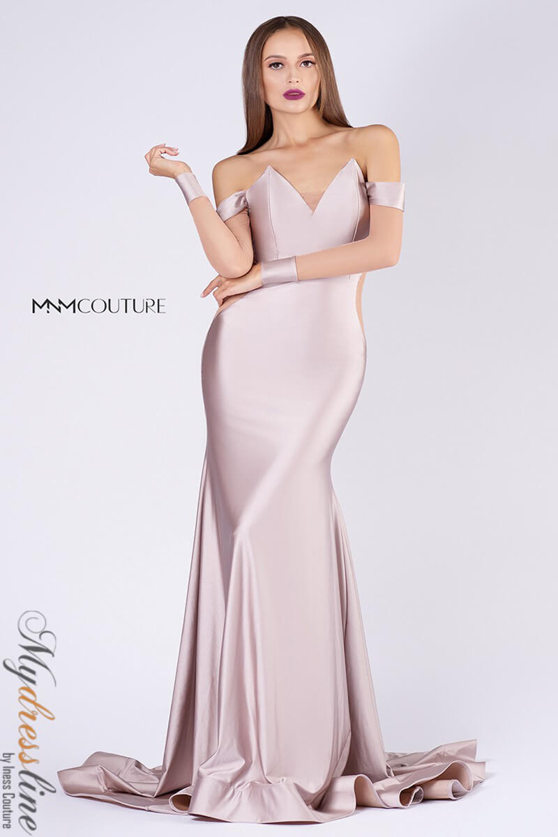 chinese dress ladies Luxurious Crepe Evening Gown with Embroidered V-Neck & Sleeves – Mydressline main image 1