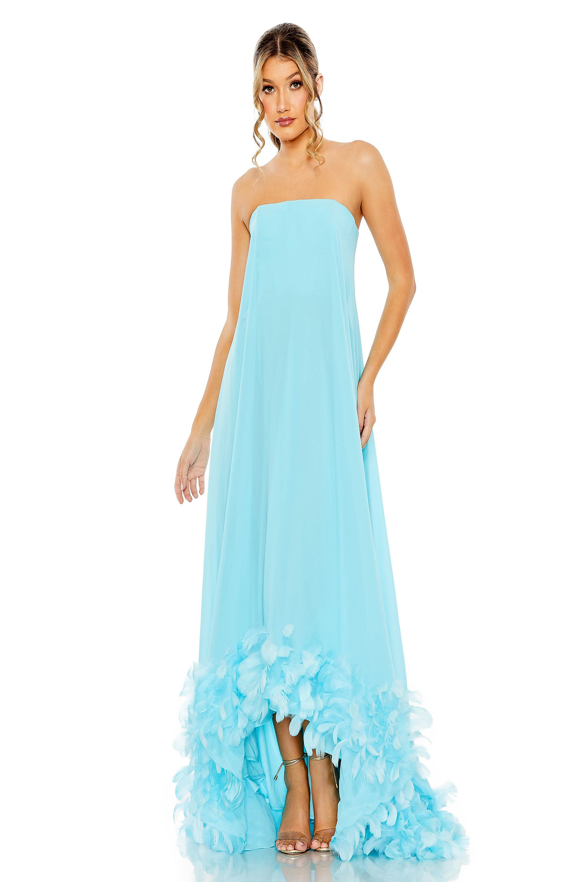 Mac Duggal 13001 High-Low Prom Dress with Feathers – Mydressline