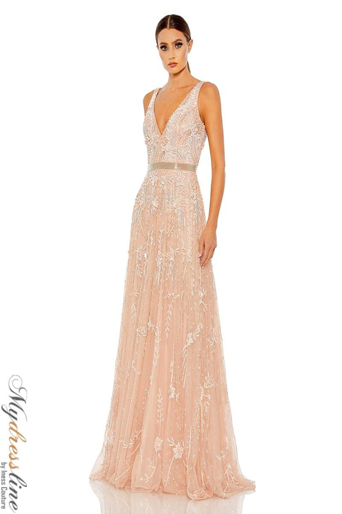 Mac Duggal 5215 A-Line Gown with Beadwork Detail Mydressline Mac Duggal 5215 A-Line Gown with Beadwork Detail Mydressline