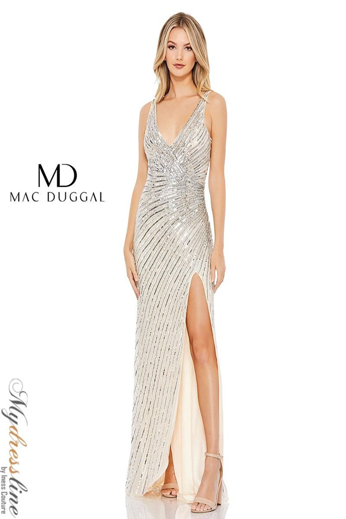Mac Duggal - Silver Sequin A Line Gown