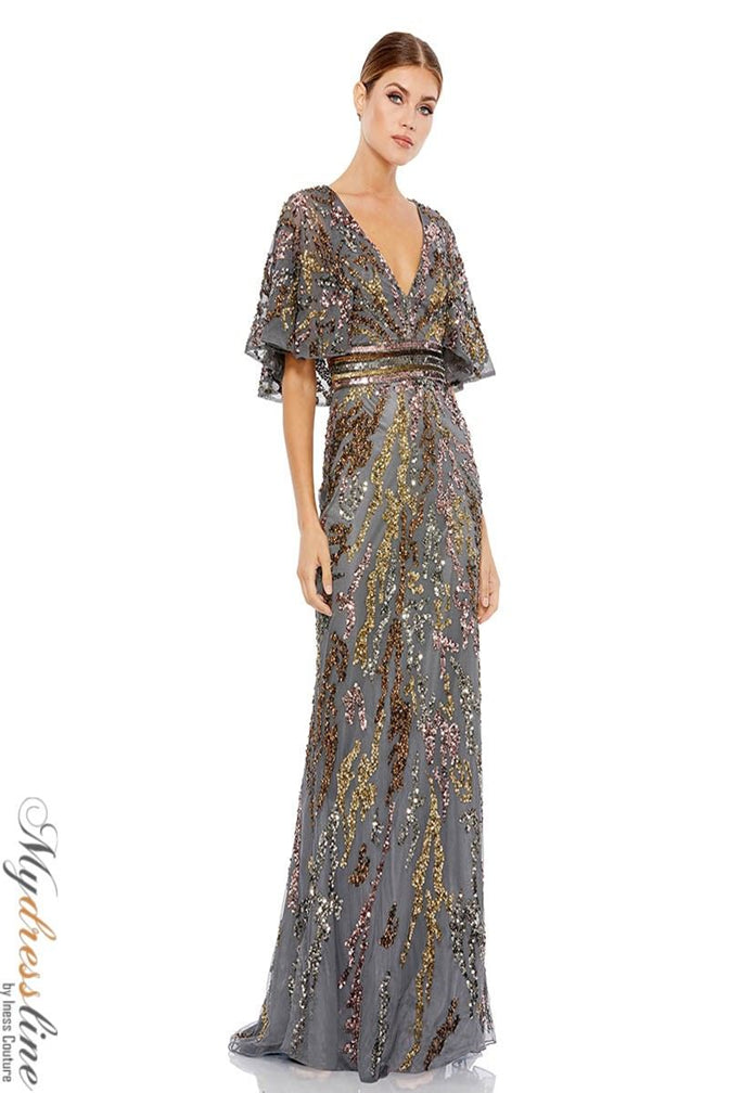 MAC DUGGALリボンネックアシンメトリー美スタイルロングドレス Mac Duggal 5439 Sequin Evening Dress with Beaded Detailing