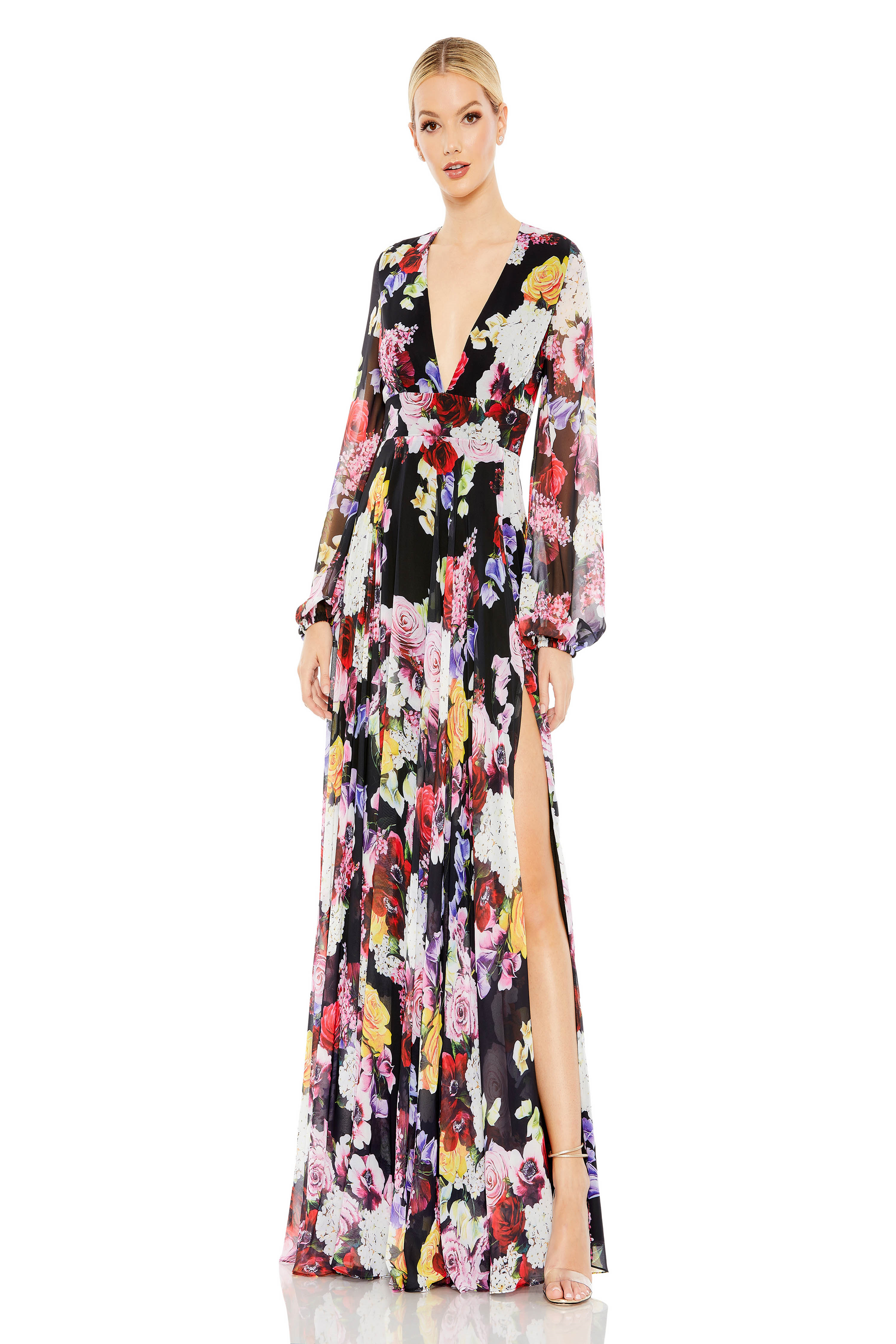 Mac Duggal 55660 Chiffon Evening Gown with Slit – Mydressline