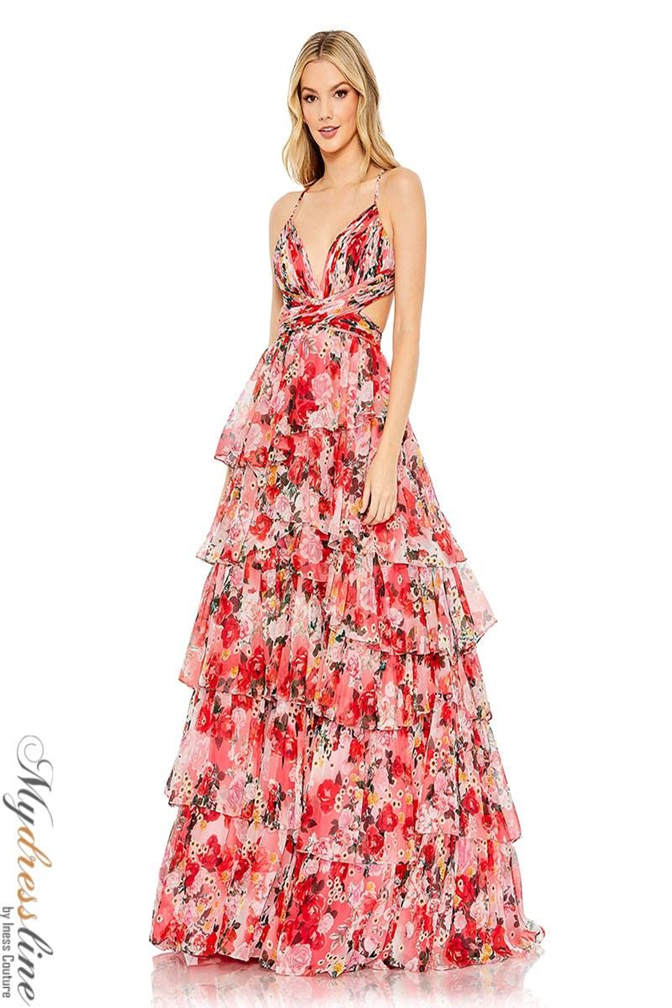 Ieena for Mac Duggal 67985 Criss Cross Back Floral Dress Ieena for Mac Duggal 67985 Criss Cross Back Floral Dress