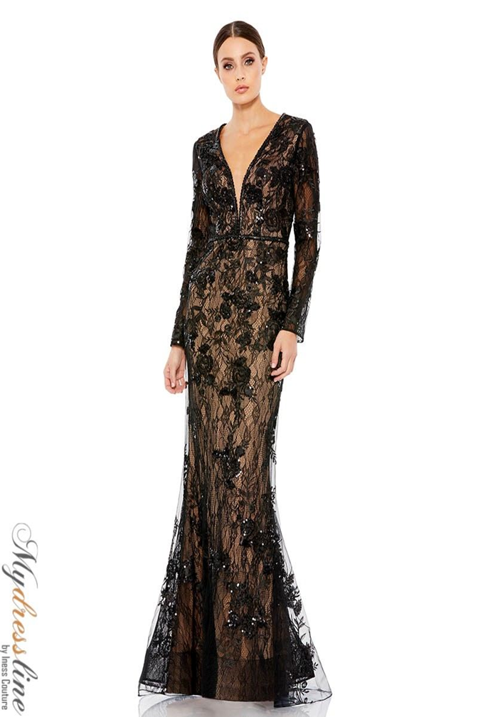 Mac Duggal 79351 Lace Mermaid Gown with Sequins – Mydressline