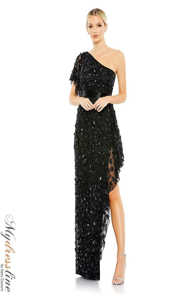 Mac Duggal 93687 Beaded Gown with Asymmetrical Design Mydressline Mac Duggal 93687 Beaded Gown with Asymmetrical Design Mydressline