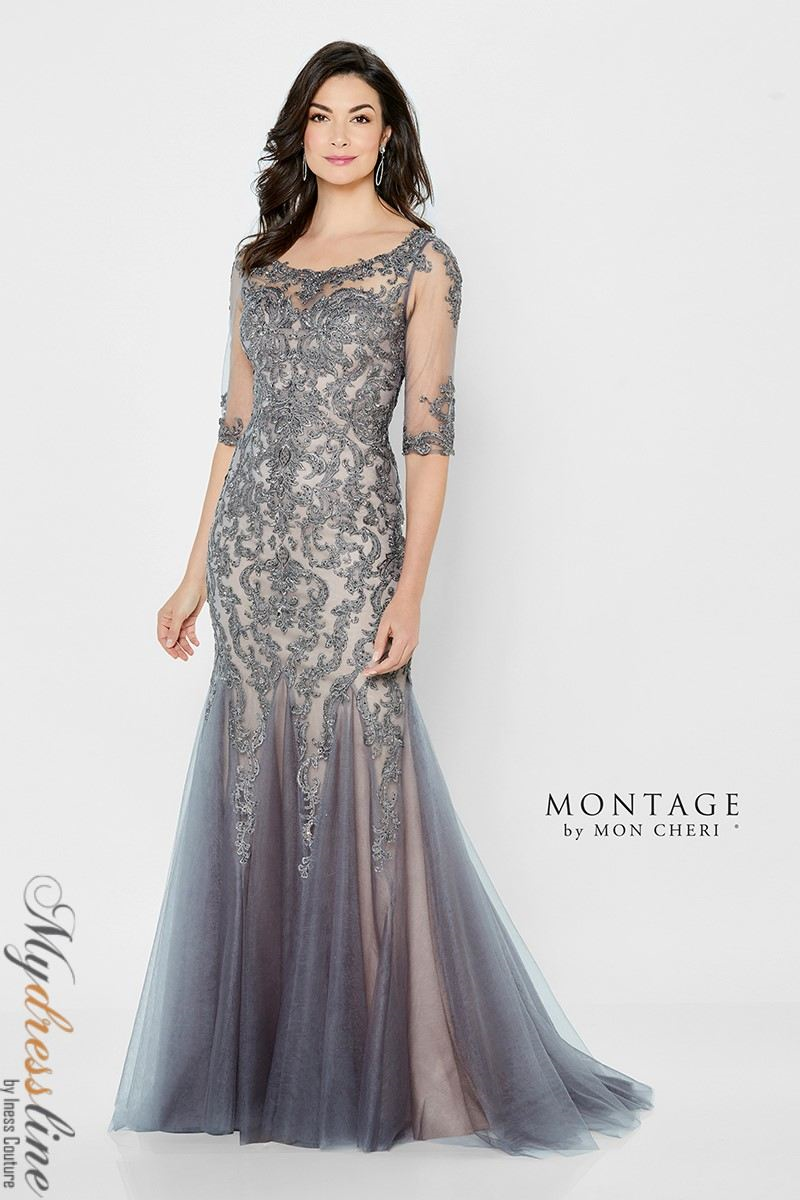 charcoal mermaid dress Mon Cheri Montage 122901 Mermaid Tulle Evening Dress – Mydressline