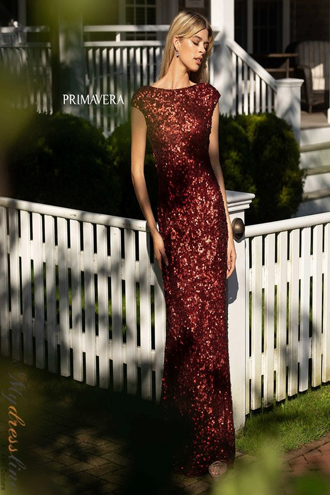 【プリマベラ】黒ワンピース3796 Primavera 3796 Sequin Evening Dress with Detachable Train
