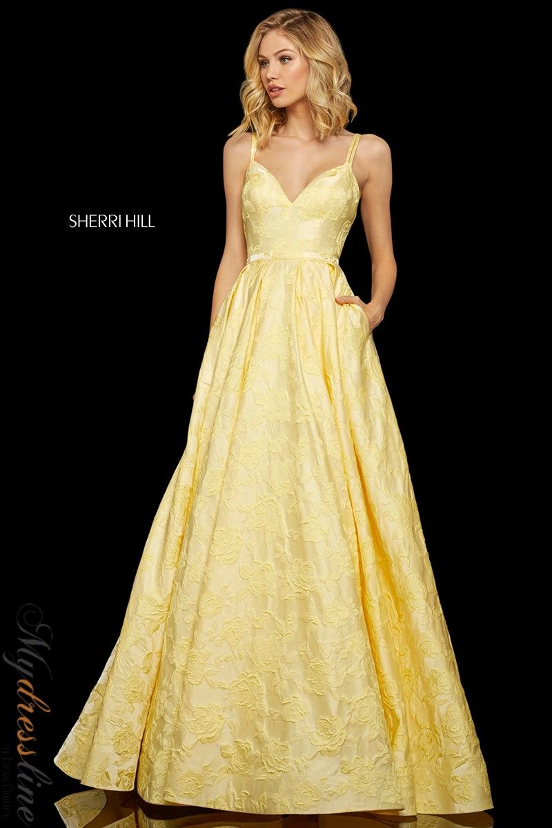 Sherri Hill 52953 Jacquard Prom Dress with A-Line Silhouette Mydressline Sherri Hill 52953 Jacquard Prom Dress with A-Line Silhouette Mydressline