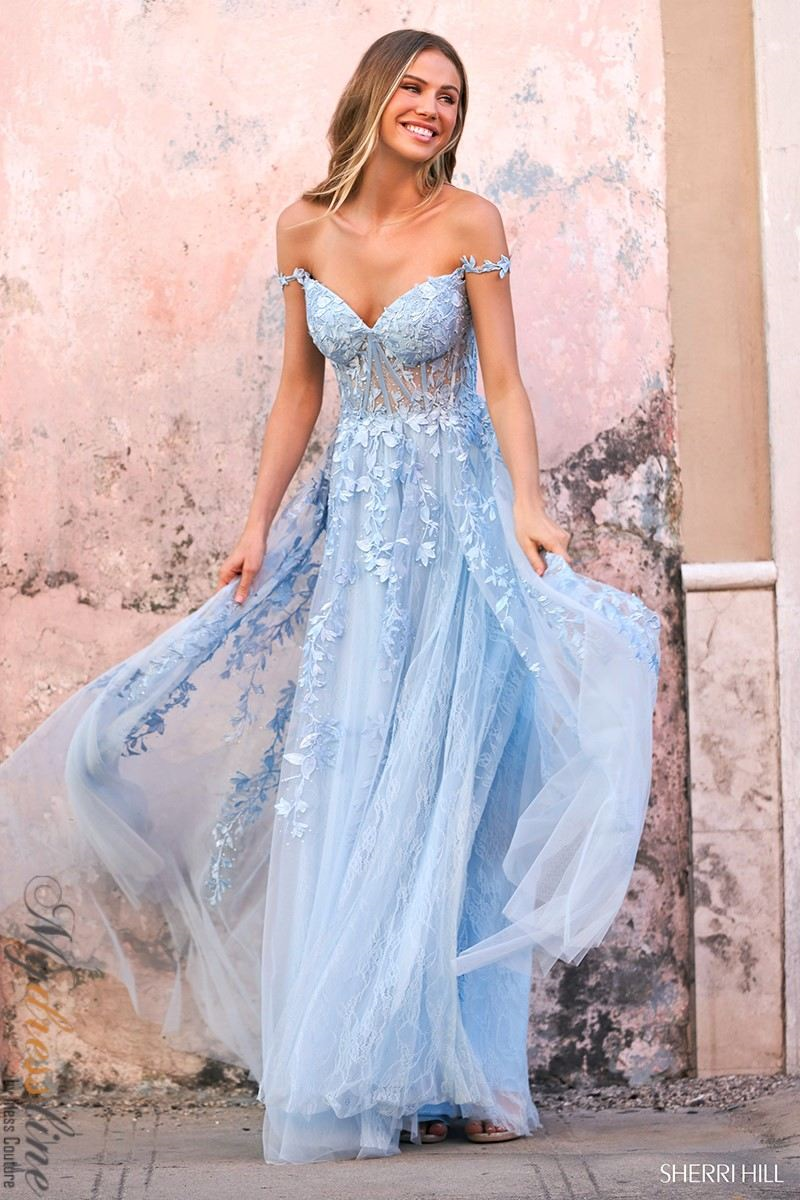 Sherri Hill 54938 A-Line Evening Dress with Lace & Embroidery  Mydressline
