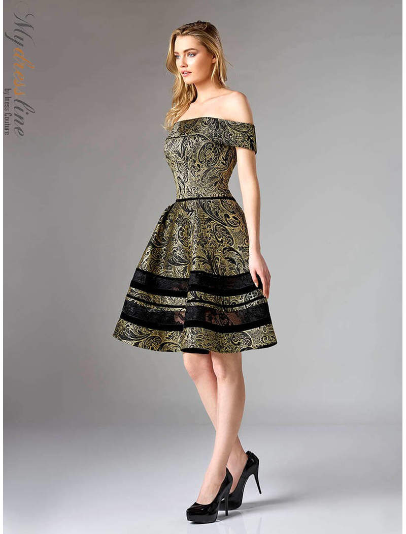 short formal dress A-Line Ruffle Junior Prom by La Femme 20200701 Color:Lemon Sorbet A black and red