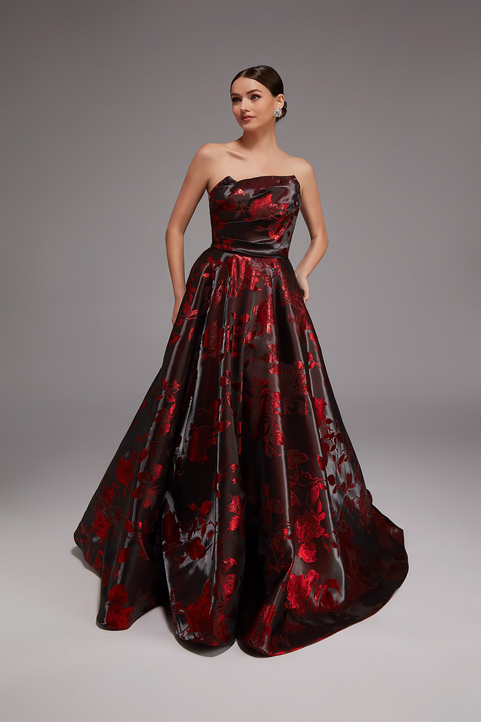 Alyce 27862 Satin Brocade Strapless Ball Gown – Mydressline