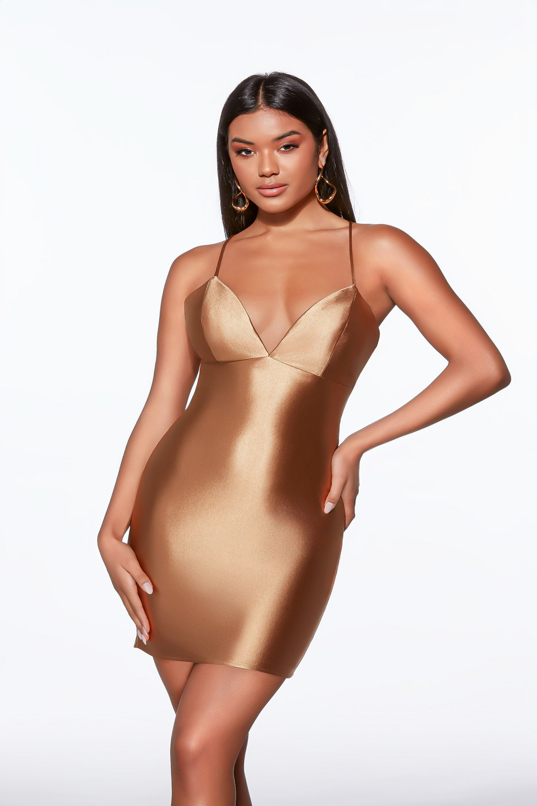 Alyce 40123 – Alyce 40123 Satin Bodycon Mini Dress with Beading