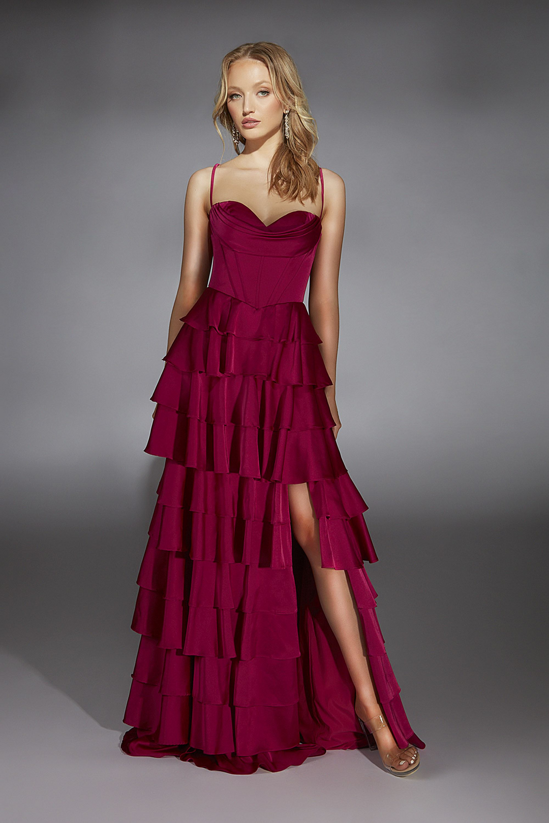 raspberry evening dress Stunning raspberry pink asymmetric evening dress with bow